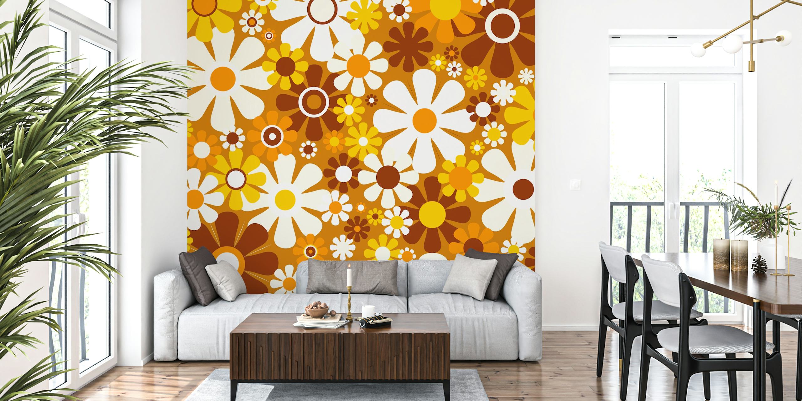 Tapeta Groovy Floral Retro Garden u sobi