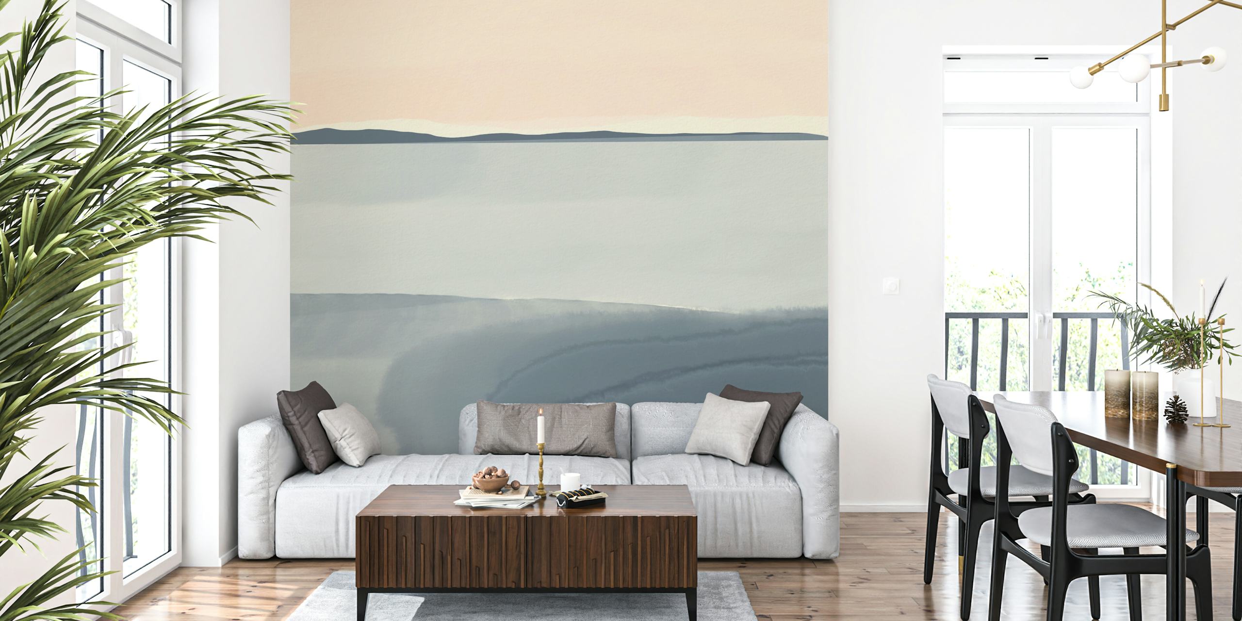 Plain Seascape Muted Washed tapet i et rum