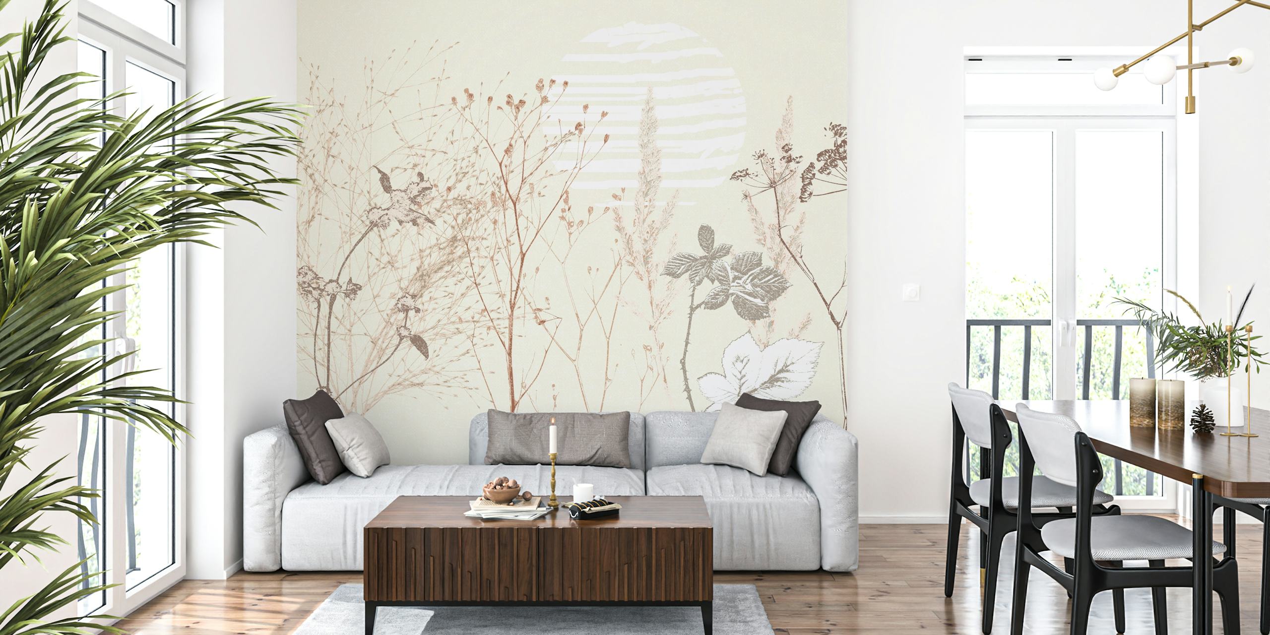 Plant based wallpaper with earthy tones