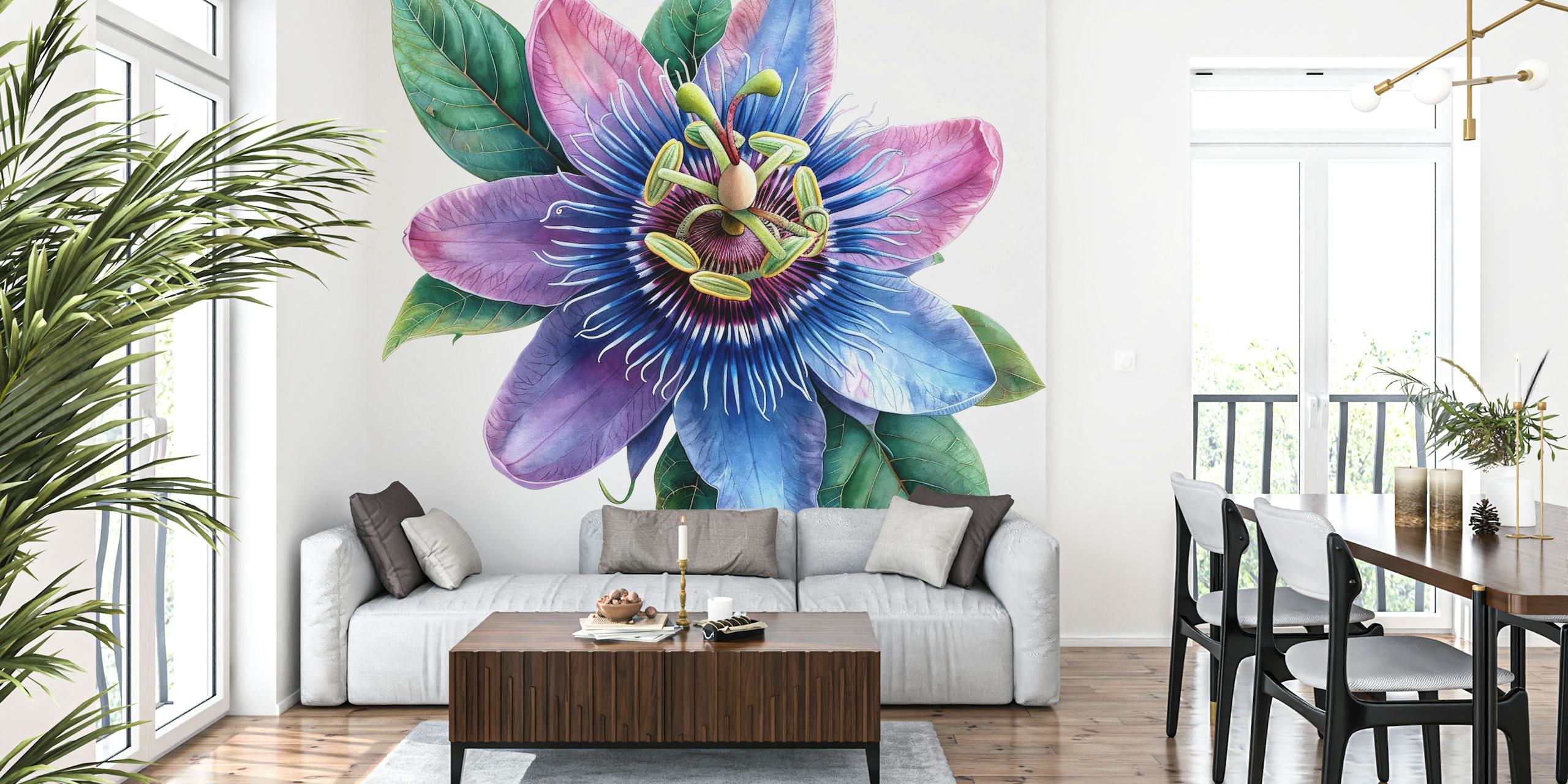 Ταπετσαρία Passion Bloom σε ρύθμιση δωματίου