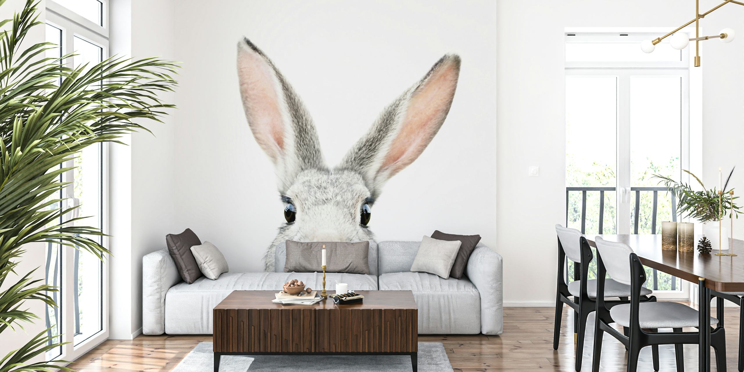 Peeking Bunny behang weergegeven in een kamer
