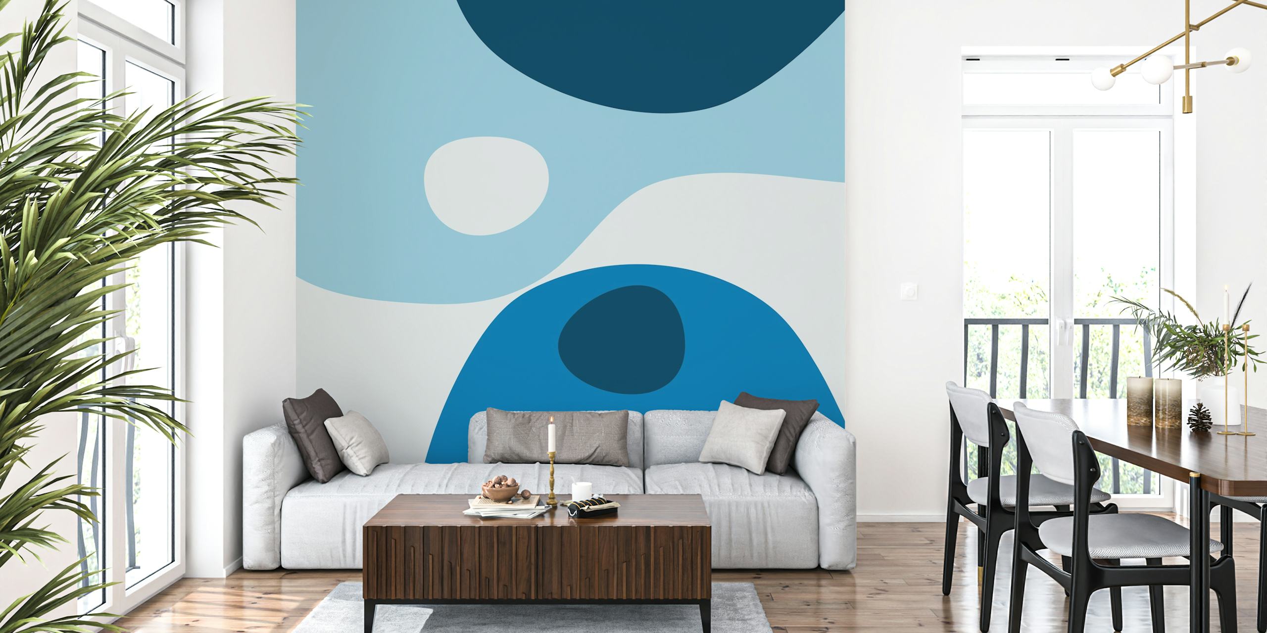 Tranquil Blue Harmony-tapet i et rom