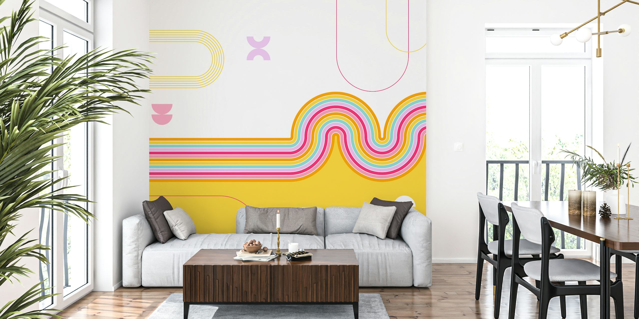 Colorful Groovy Lines pozadina u sobi