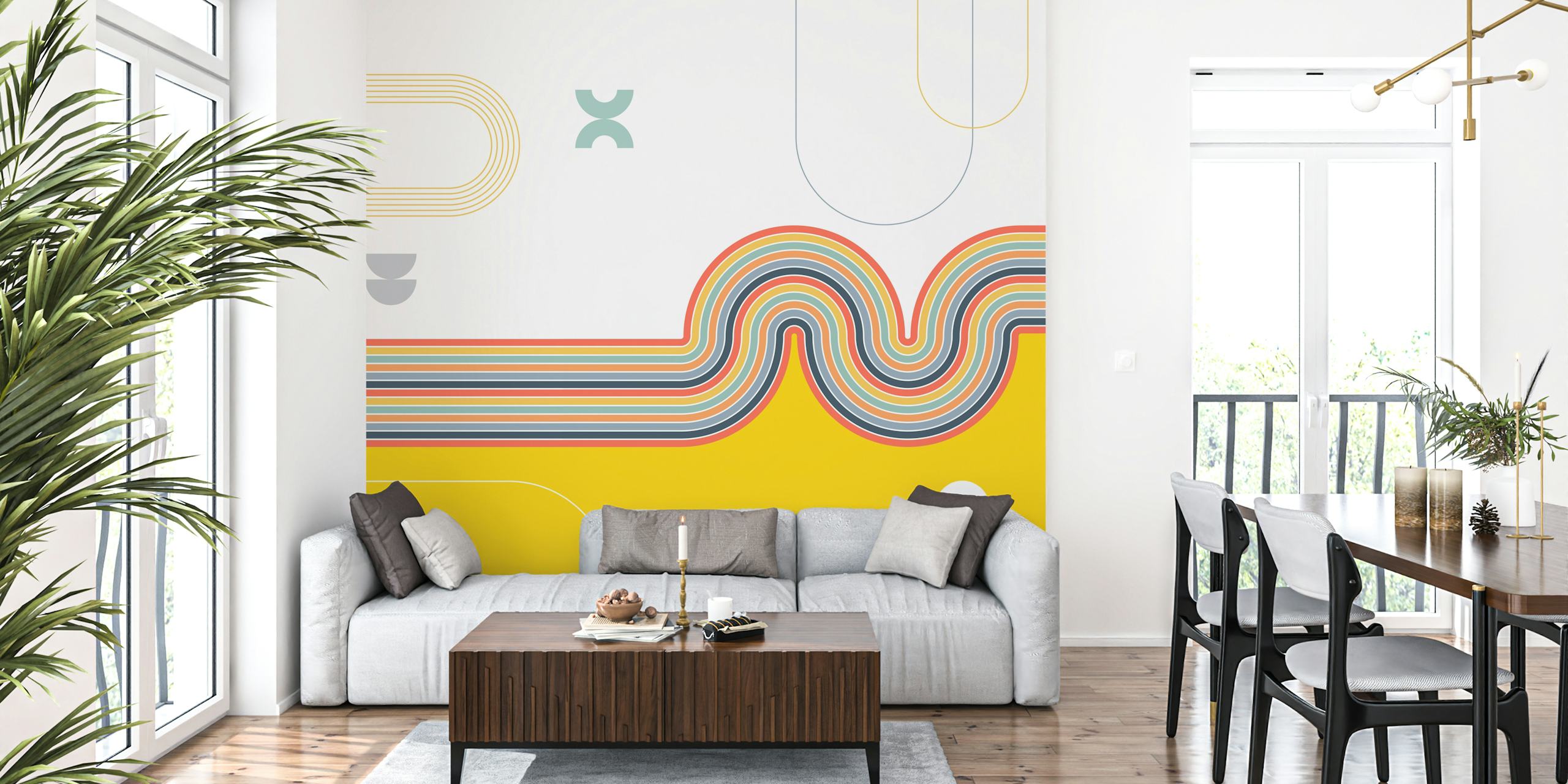 Design de papel de parede Retro Wave Geometry