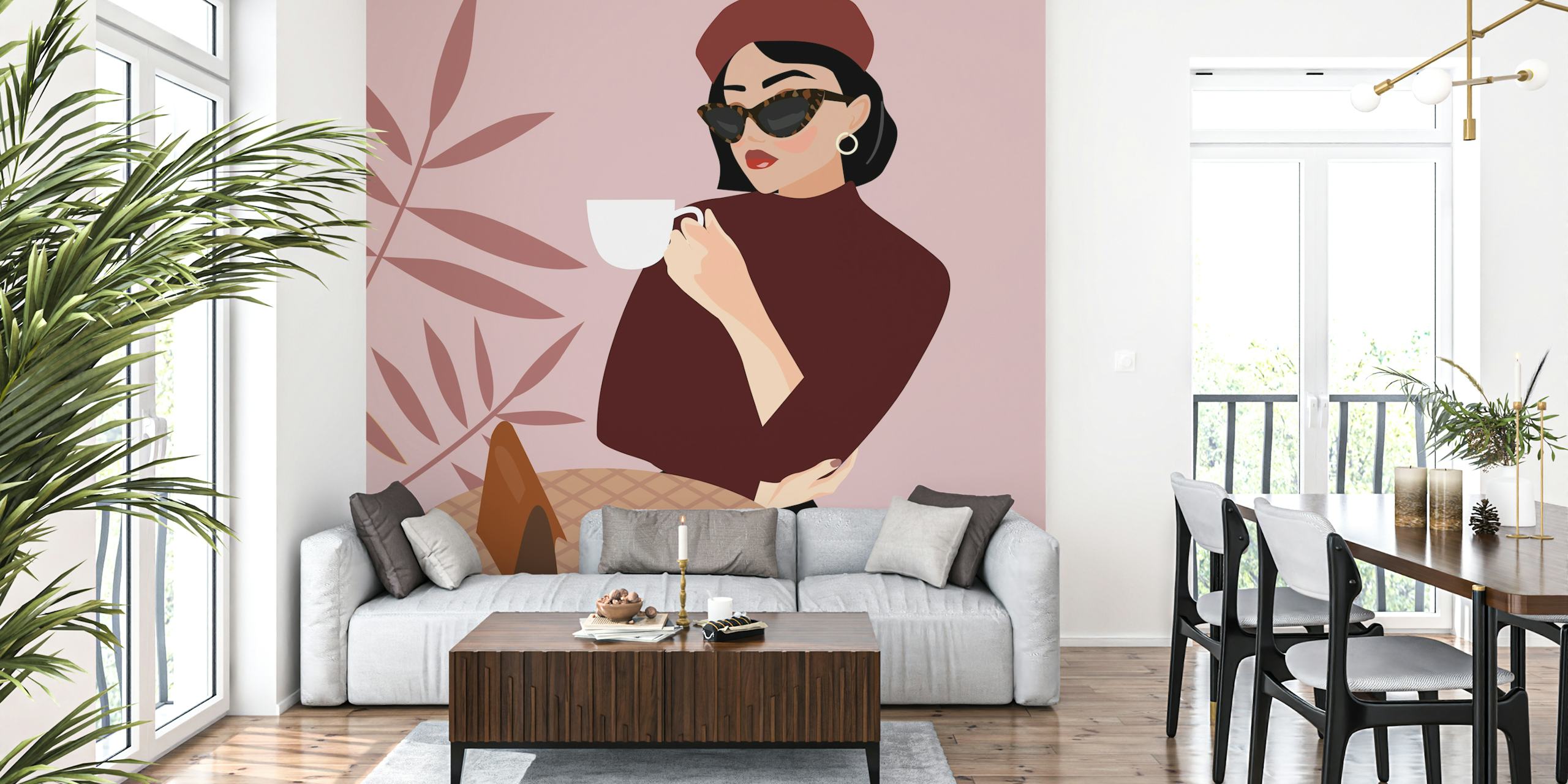 Stylish Cafe Moment wallpaper in a room setting