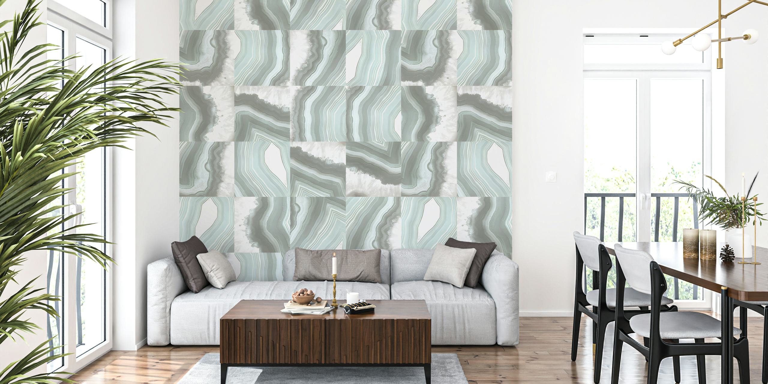 Mint Marble Agate wallpaper in a room