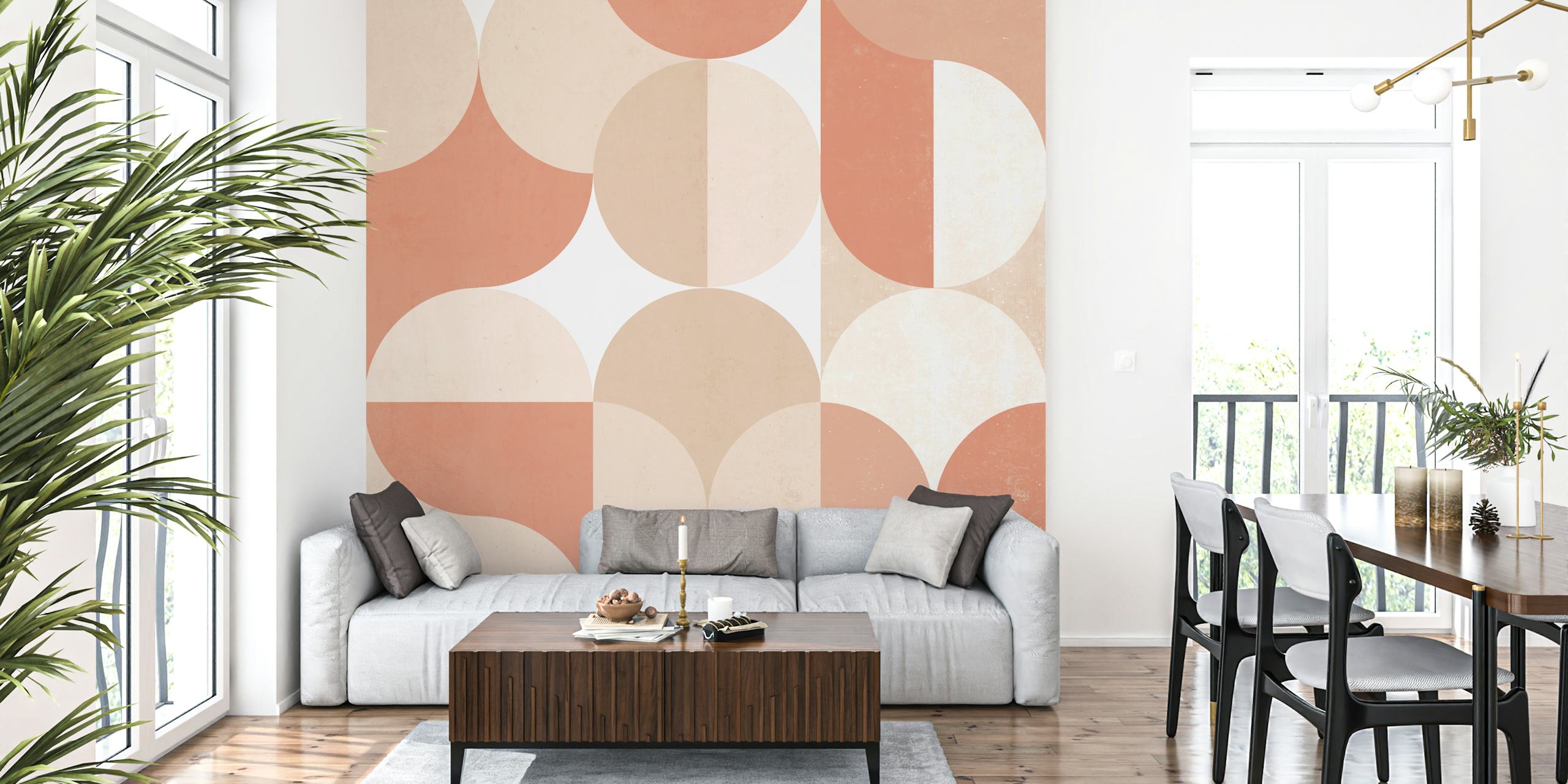Muted Warm Tones Circles tapetti huoneessa
