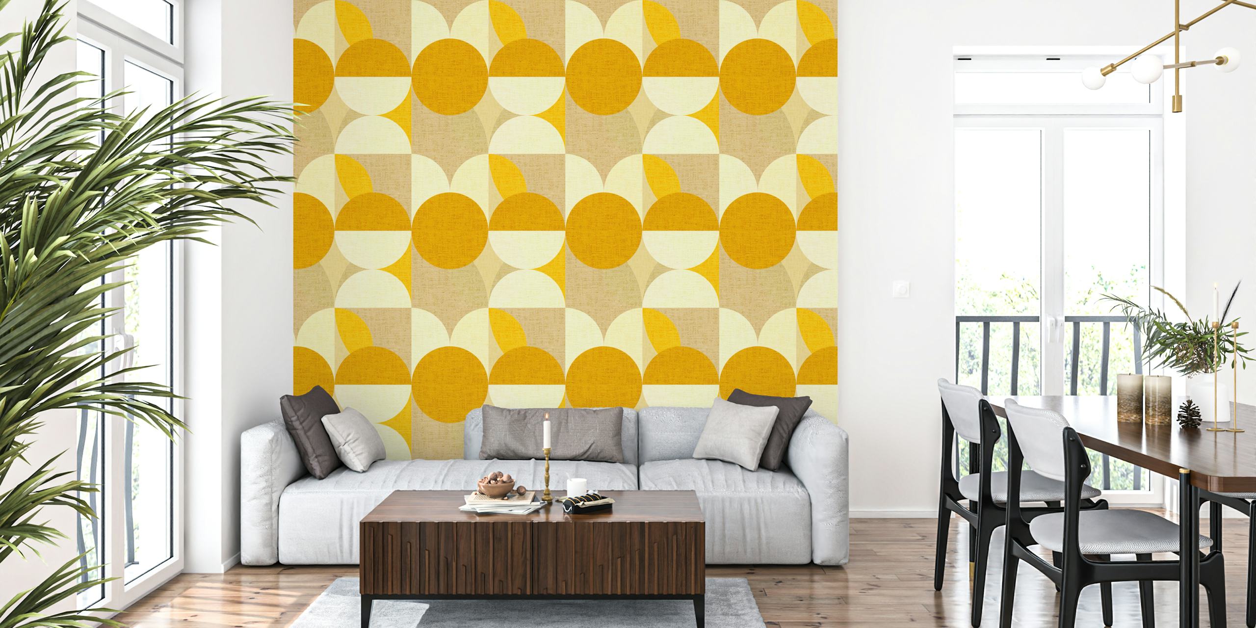 Mid-Century Modern Circles wallpaper in a room