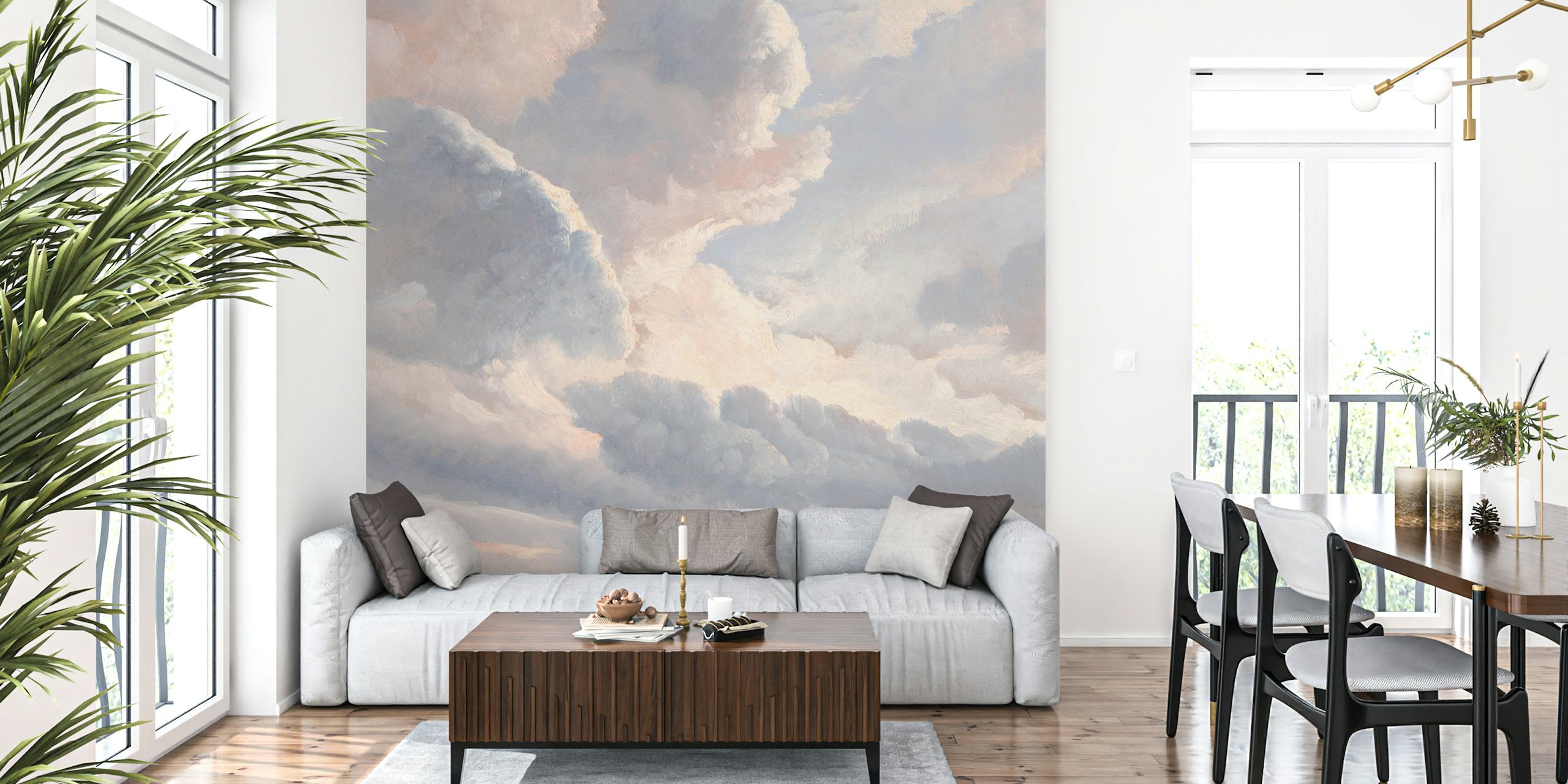 Soft cloud wallpaper in a room
