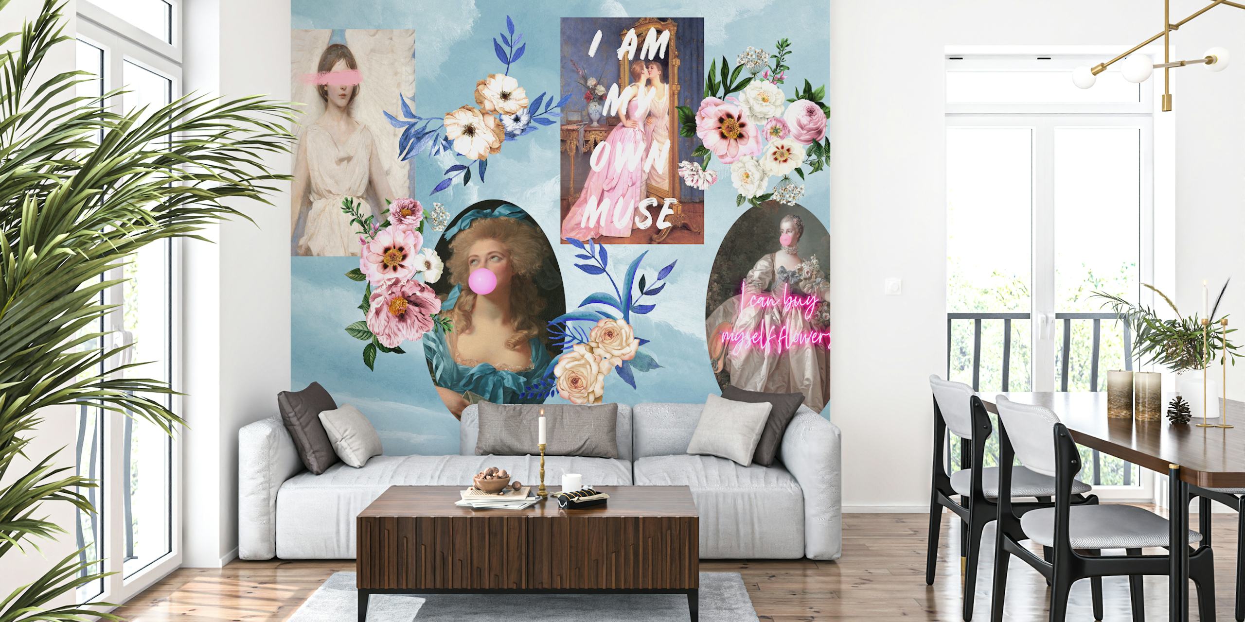 Papel tapiz Elegant Muse Collage en una habitación