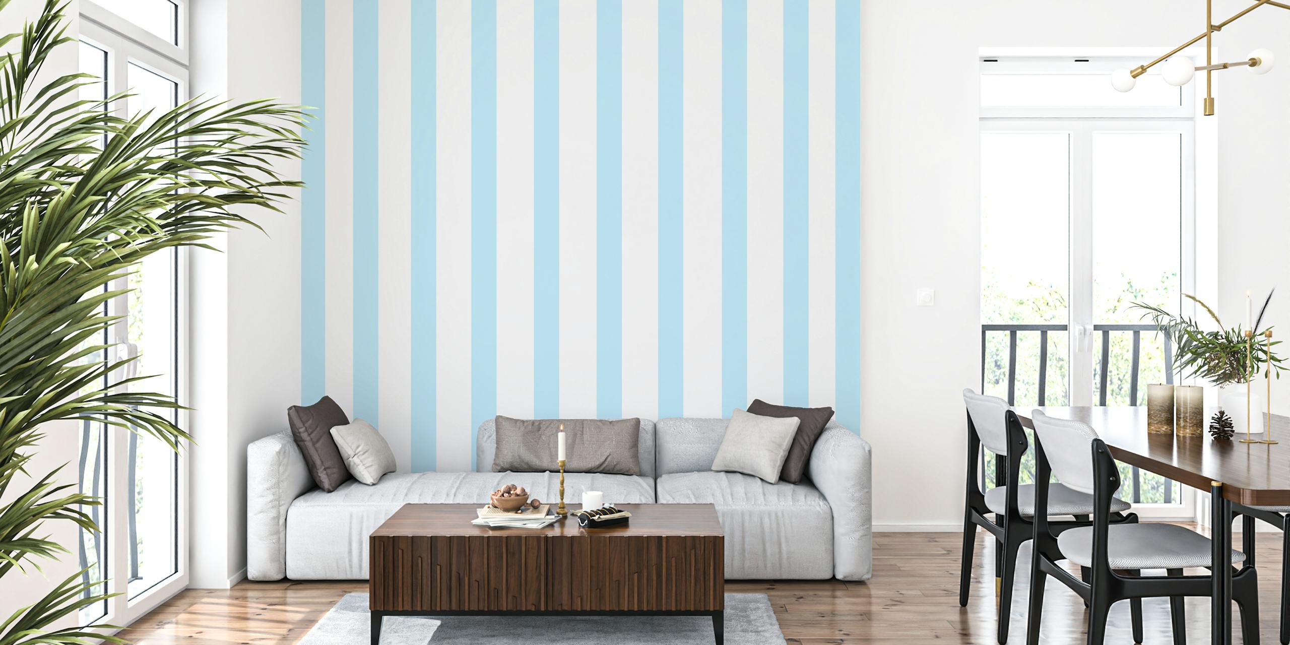 Blue stripes on white background wallpaper