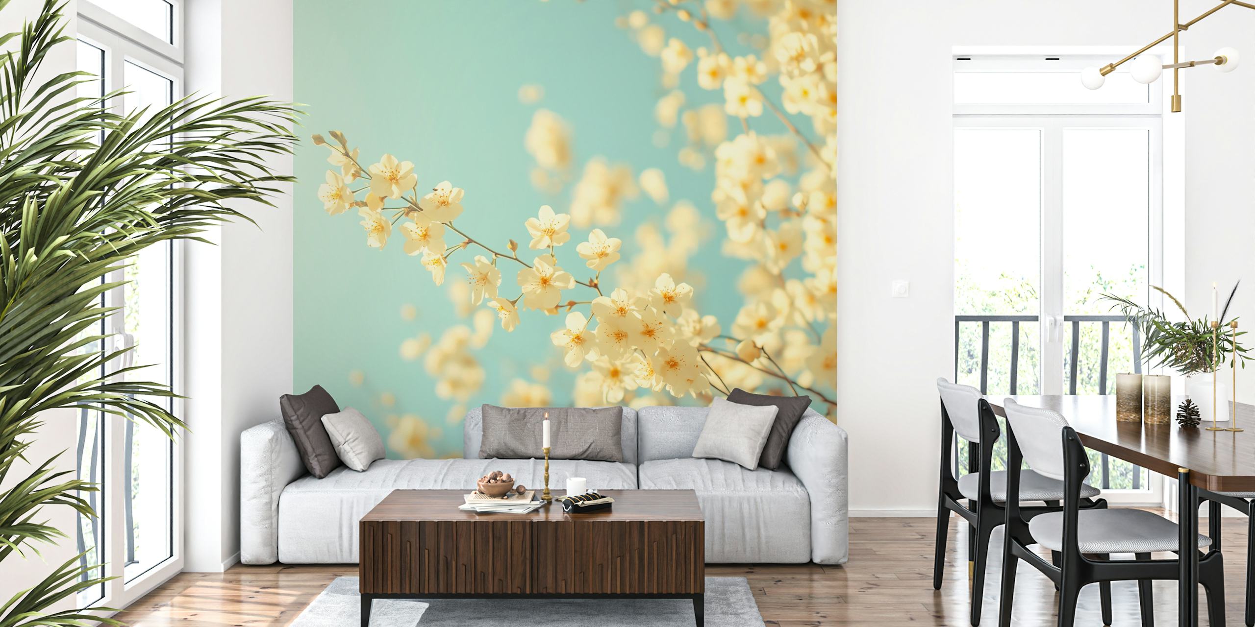 Tapeta Butter Yellow Blossom Dream u sobi