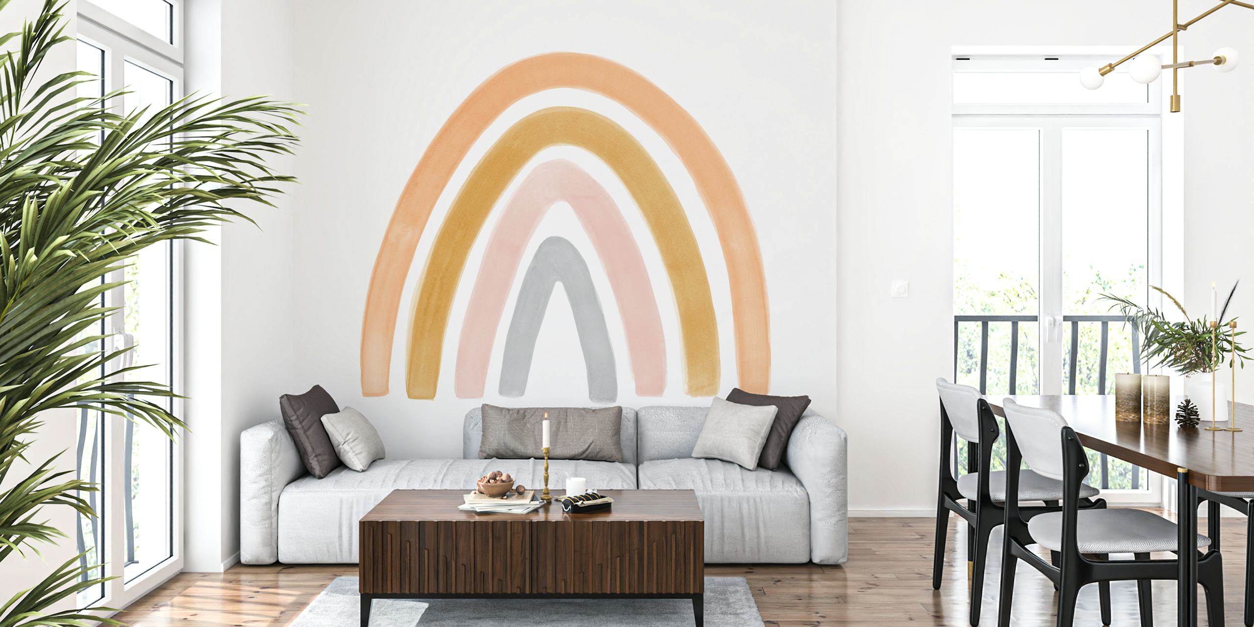 Watercolor rainbow ταπετσαρία σε ένα δωμάτιο