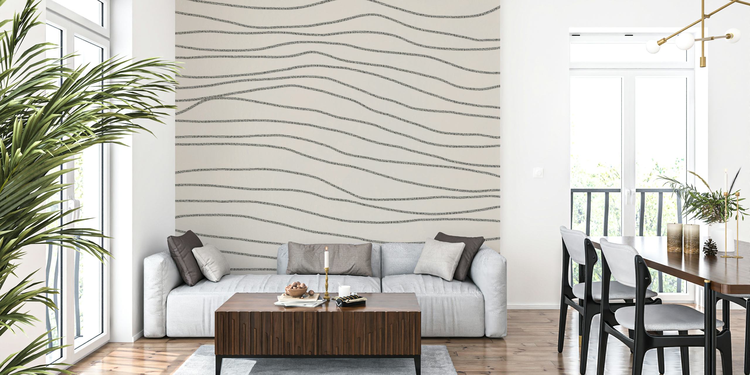 Minimalist wallpaper with charcoal lines on light neutral background
