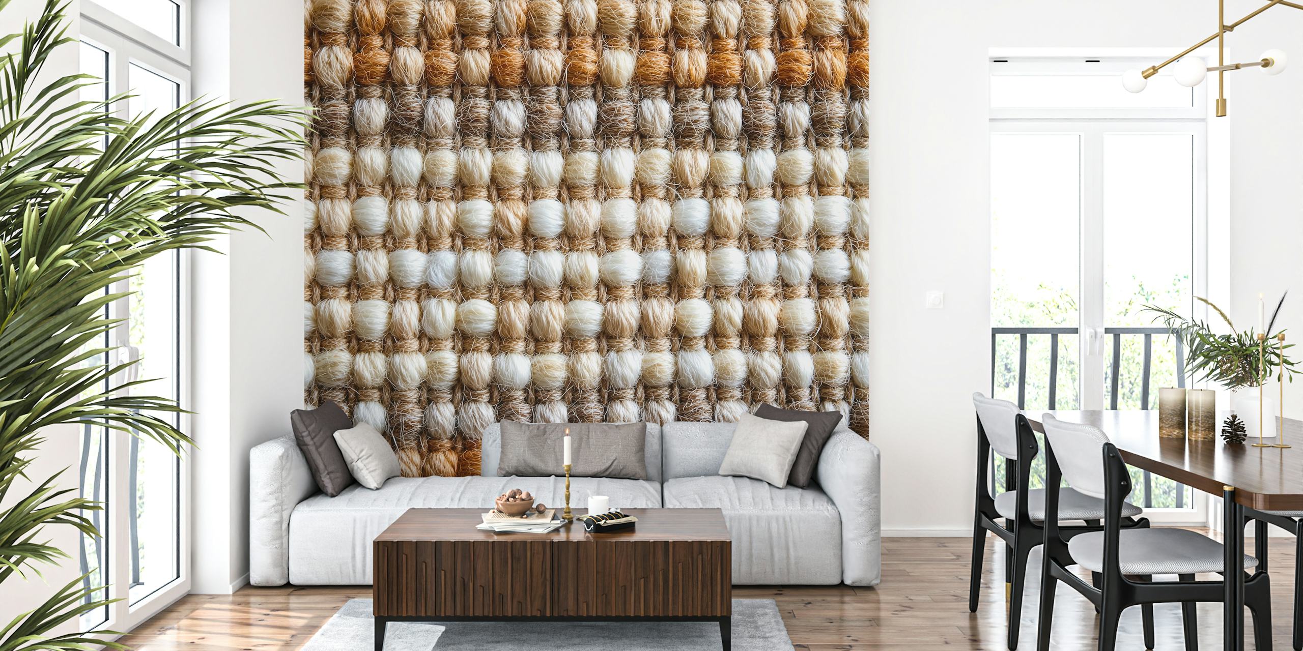 Textured striped pattern in beige, white, and cream wallpaper