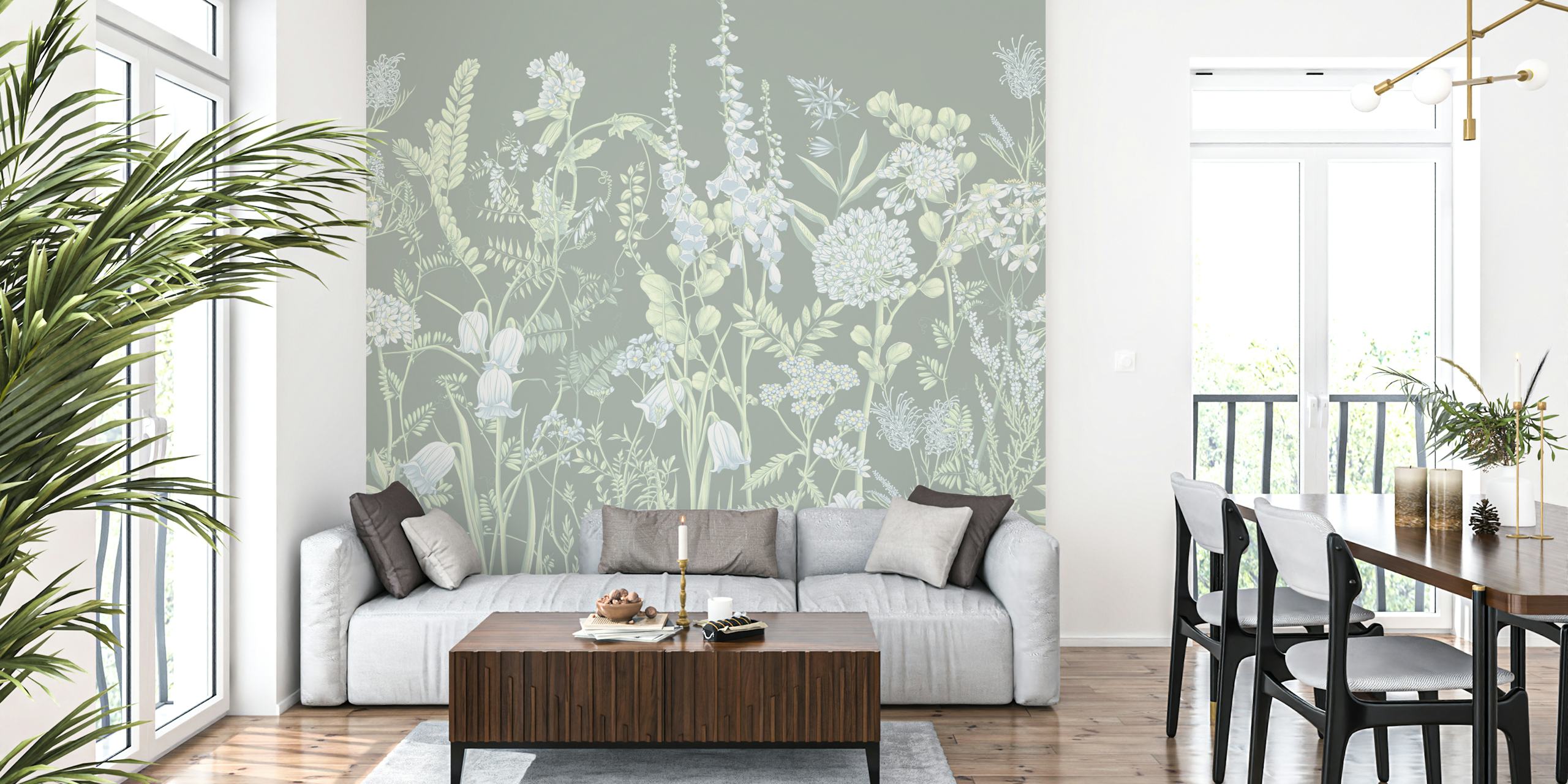 Botany 15 bloemenbehang in een kamersetting