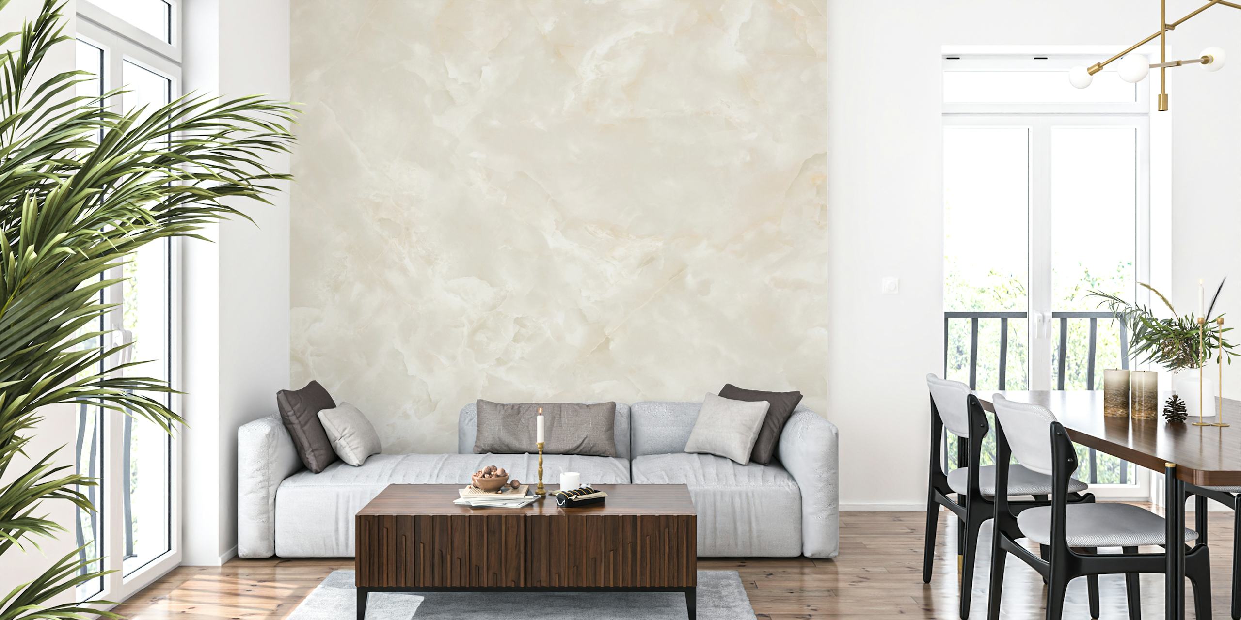 Beige marble stone wallpaper in a room