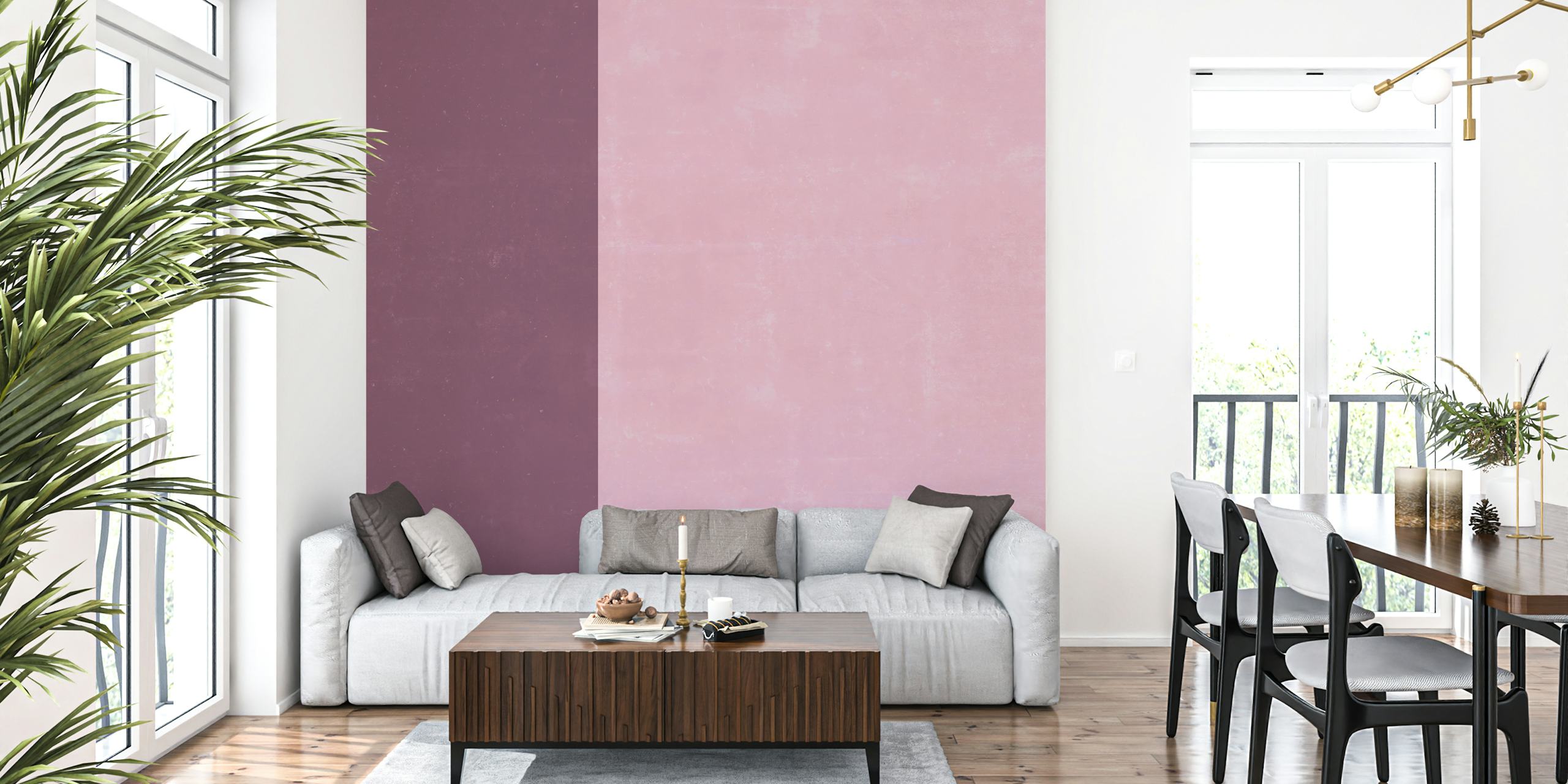 Plum and pink fusion wallpaper in a room