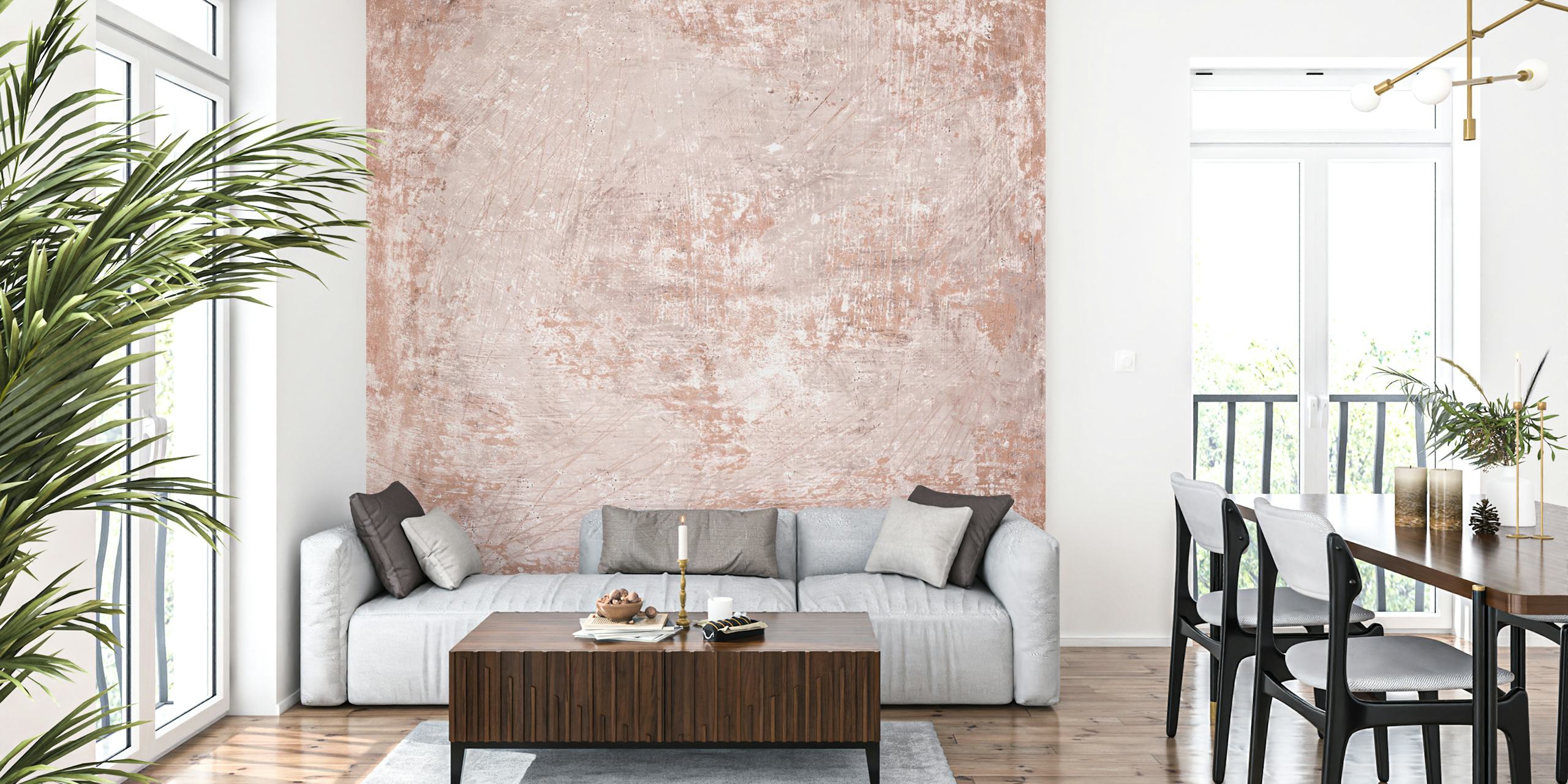 Pale terracotta textured wall mural with rough surface patterns