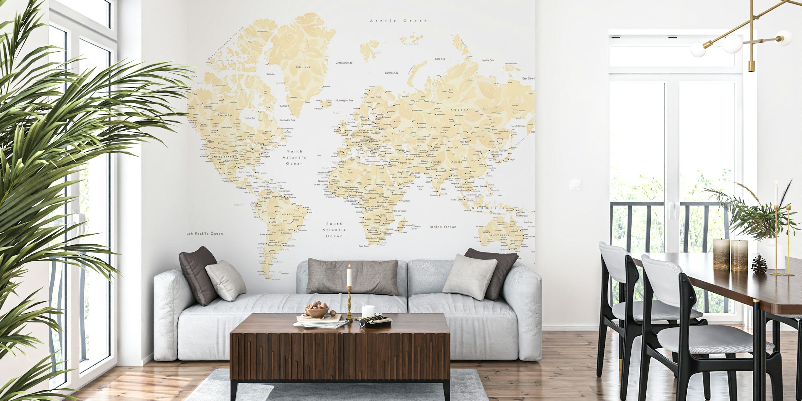 Remi world map wallpaper exibido em um quarto