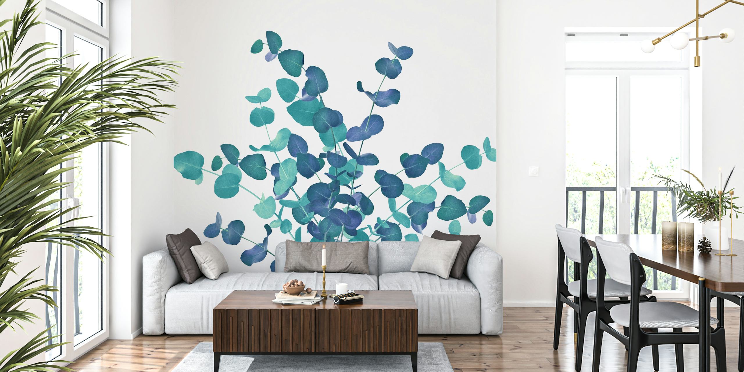 Eucalyptus leaves in shades of green wallpaper