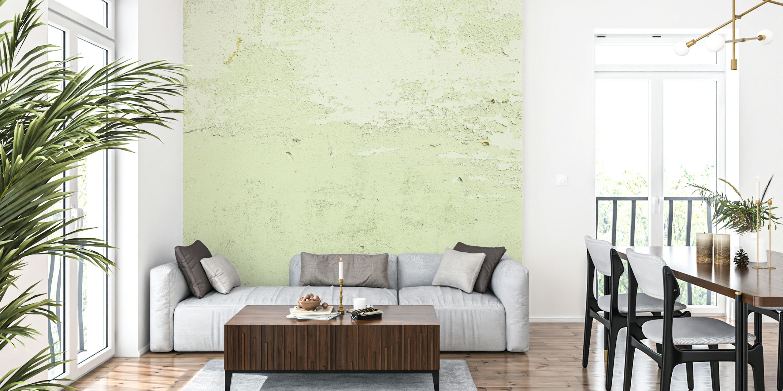Ταπετσαρία Old Wall Light Green σε ένα δωμάτιο