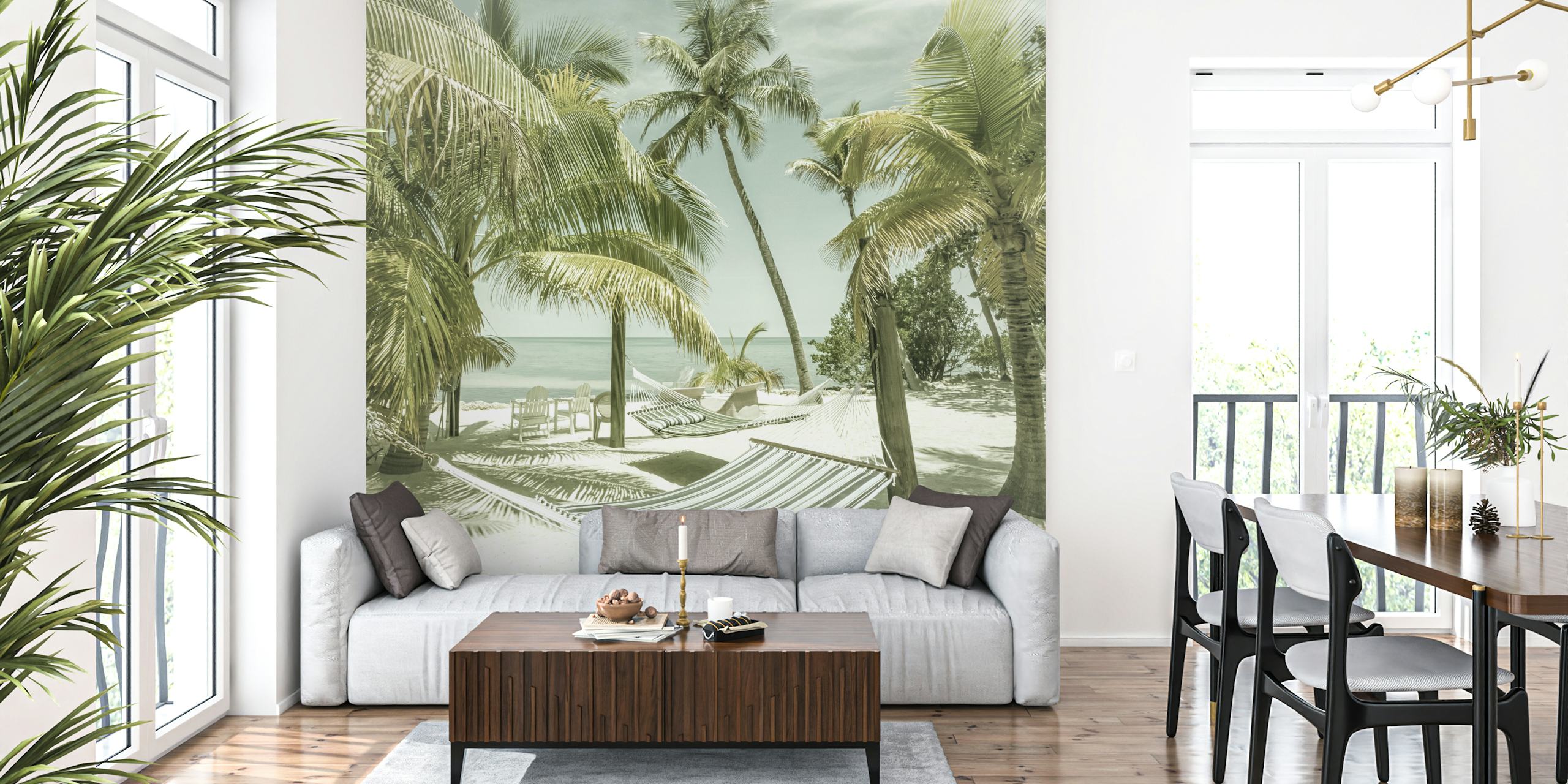 Vintage Florida-tapet med palmer og hengekøyer