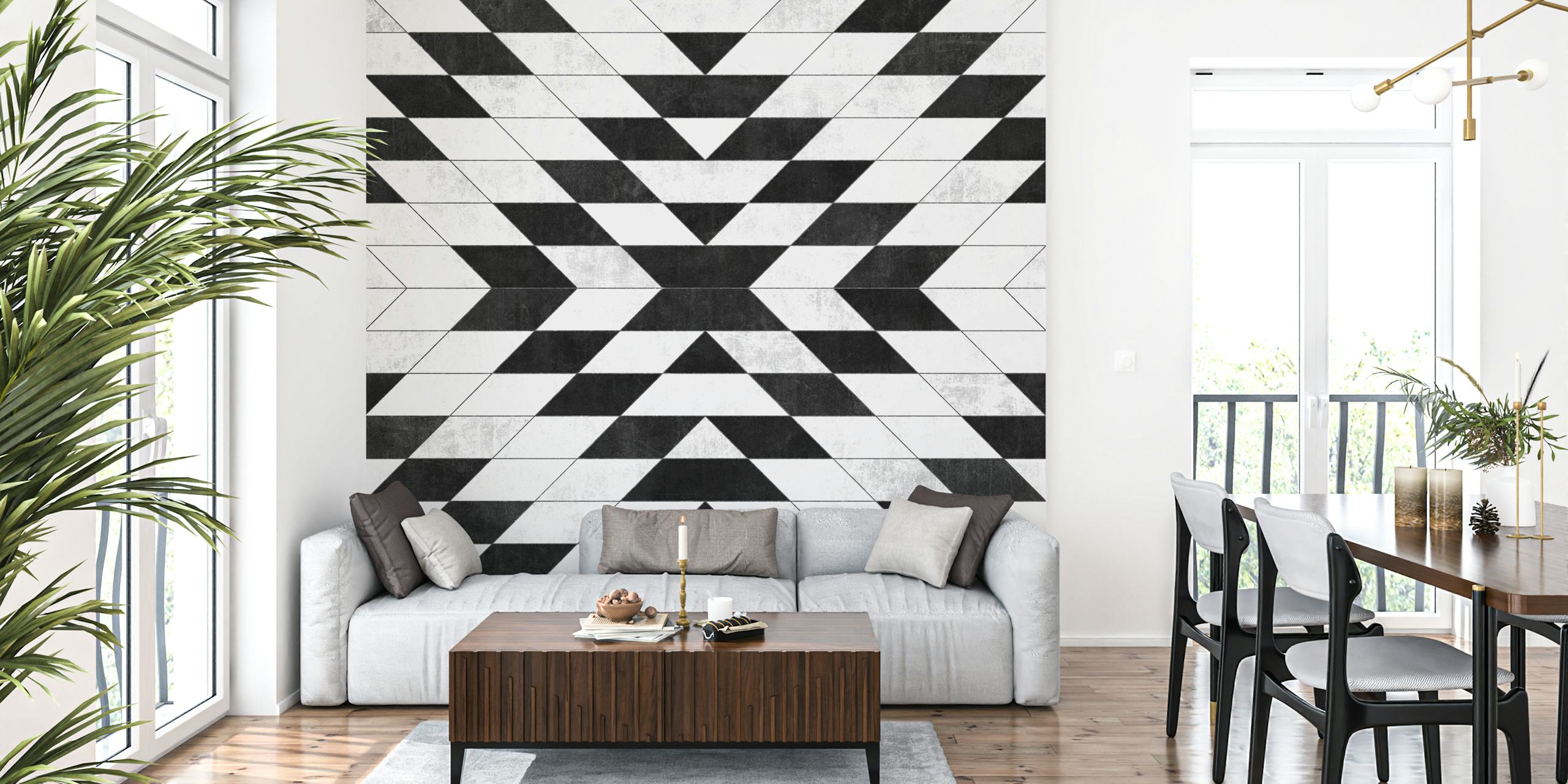 Urban tribal pattern wallpaper in a room