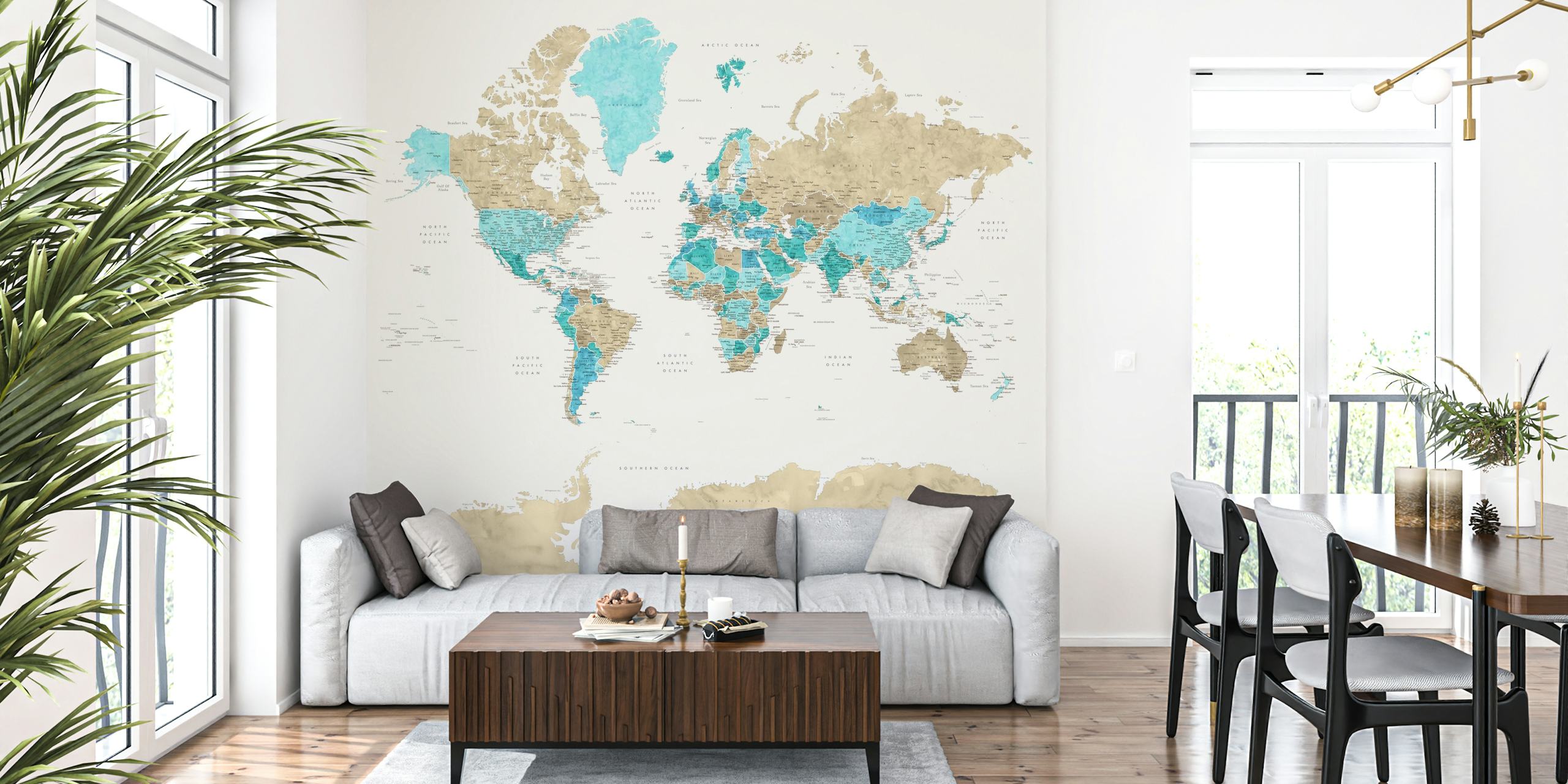 World map wallpaper featuring Antarctica