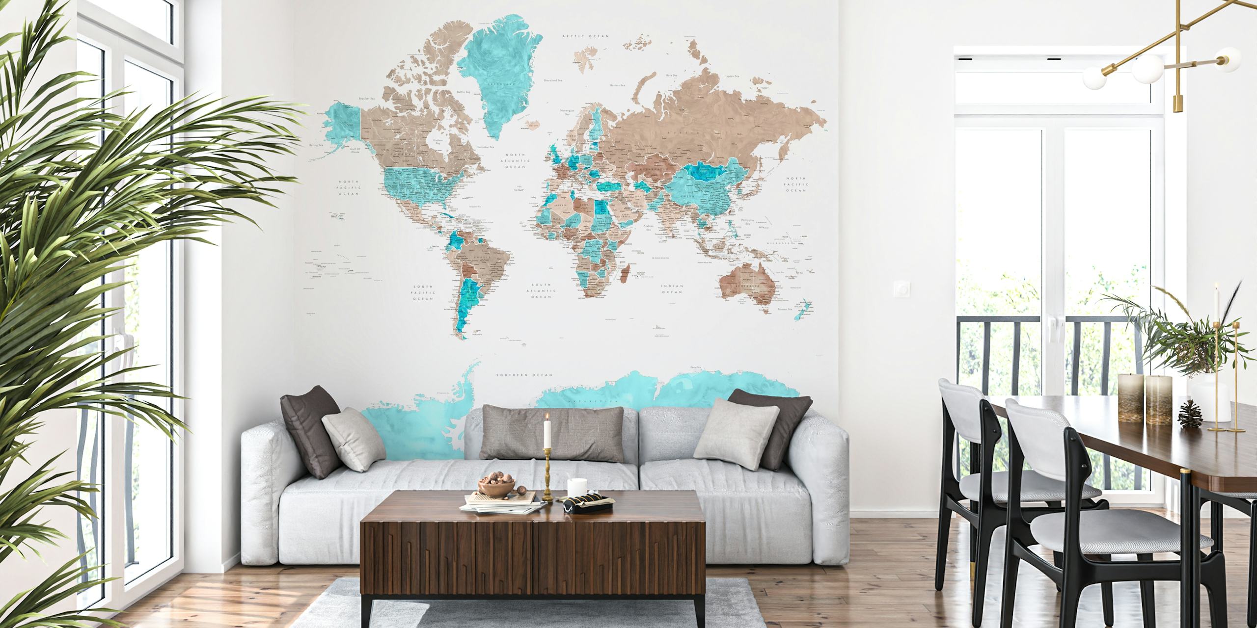 World Map Leolah Antarctica wallpaper in a room
