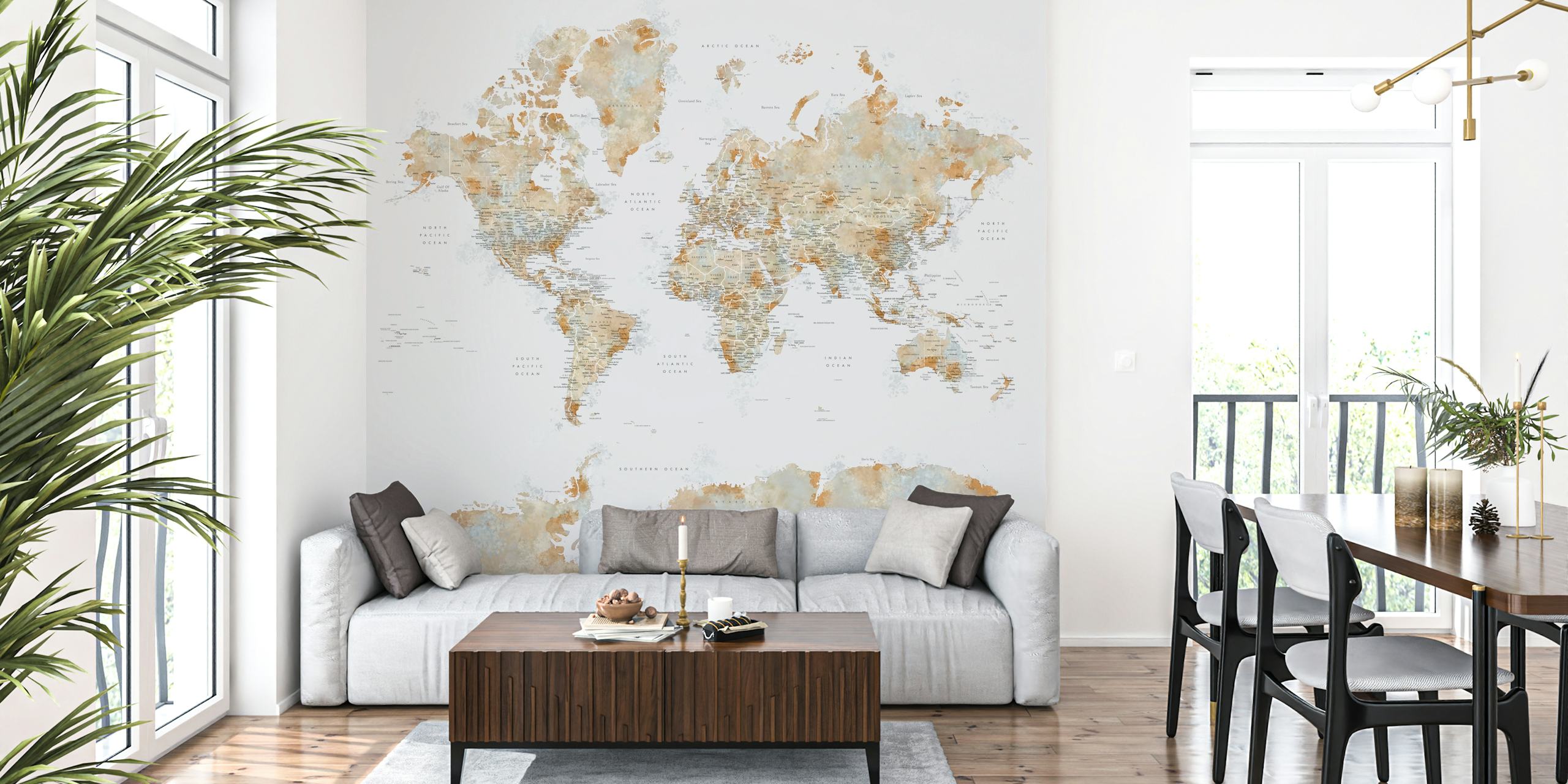 World Map Barossa Antarctica tapet i et rum