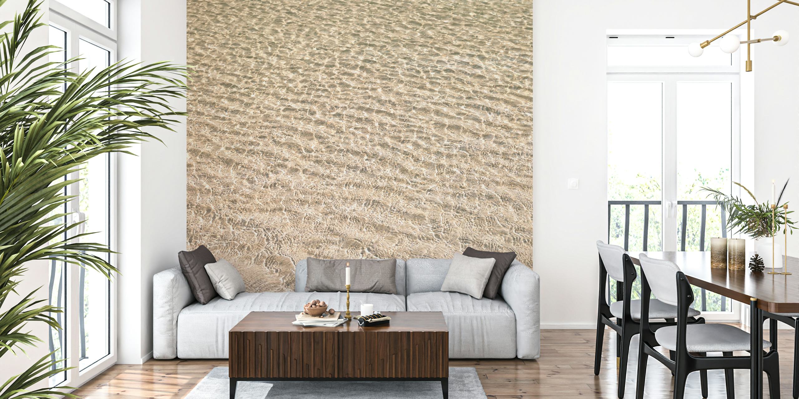 Shallow water on beach wallpaper in a room