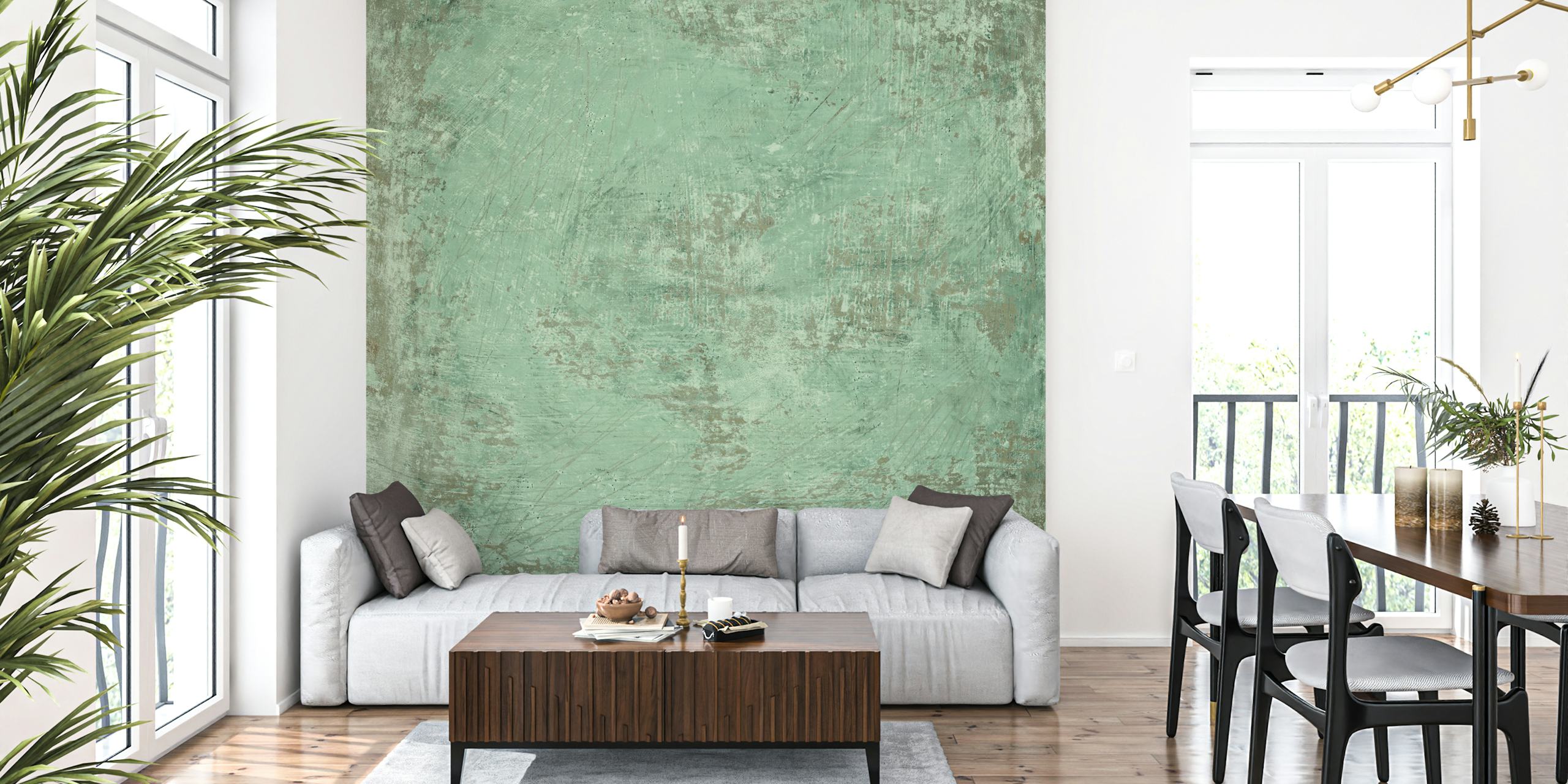 Textured pistachio green wallpaper with abstract design