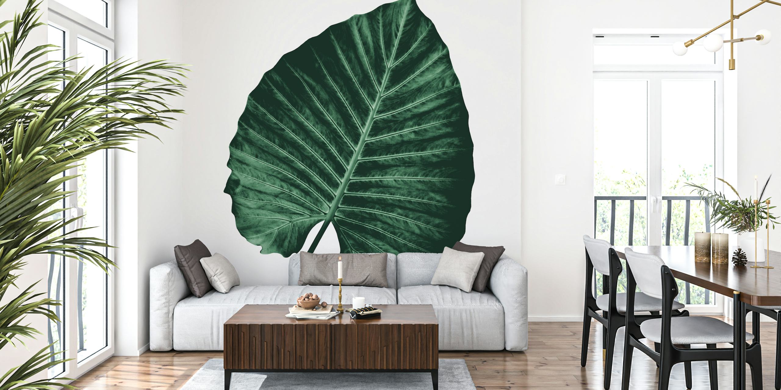 Love Leaves Evergreen wallpaper in a room