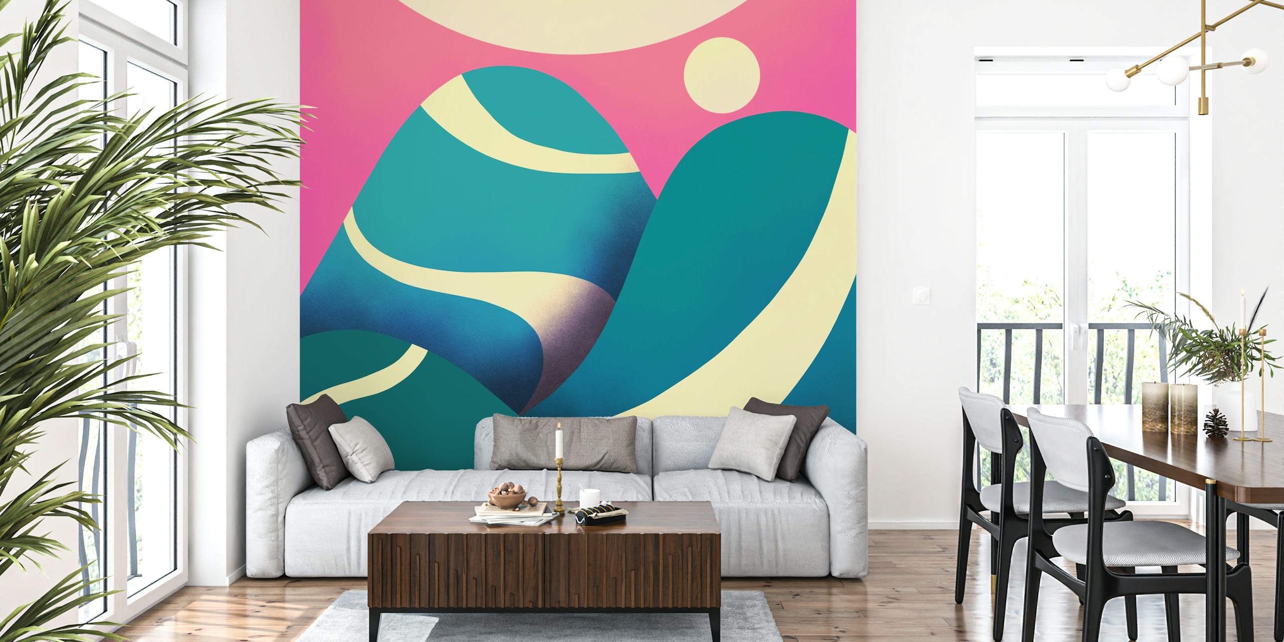 Design tapety Round hill lanes w pomieszczeniu