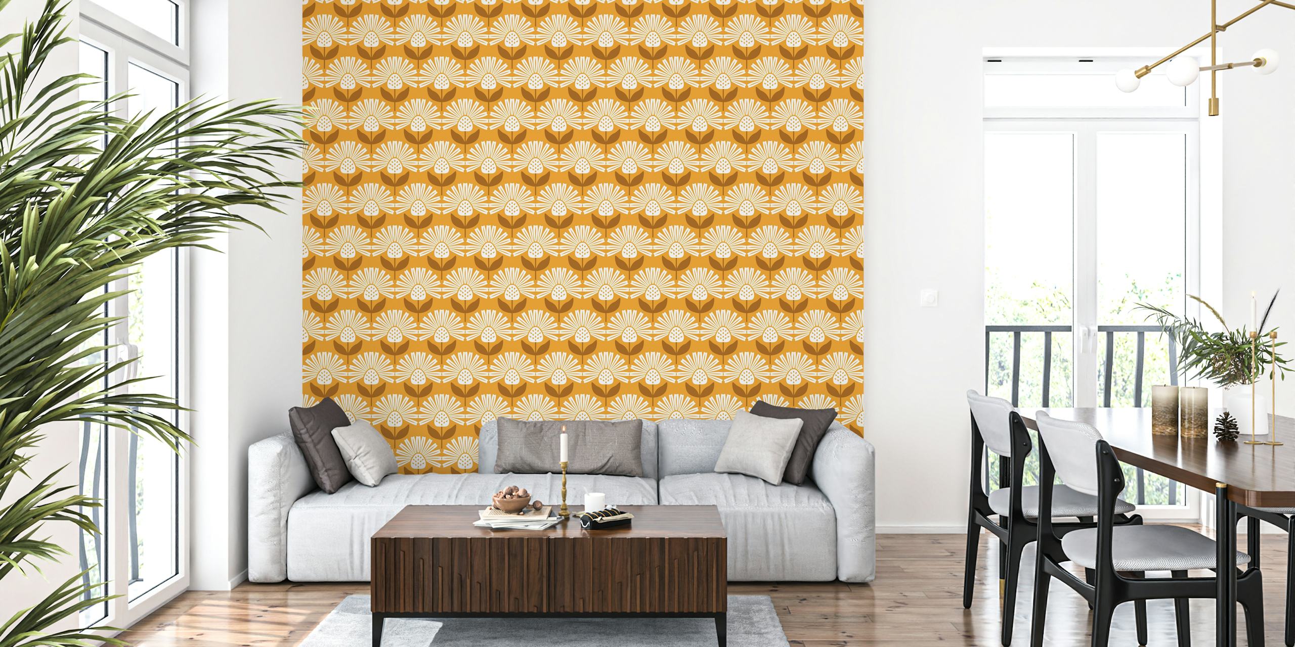 Diseño de papel tapiz Retro Love Flower pattern