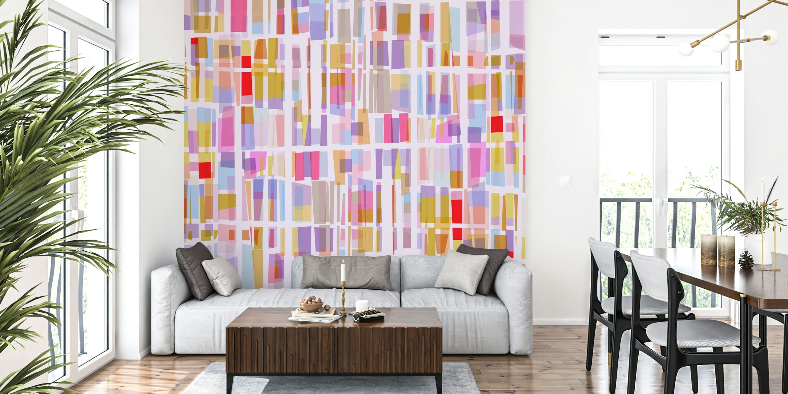 Pink Square wallpaper design in a stylish room
