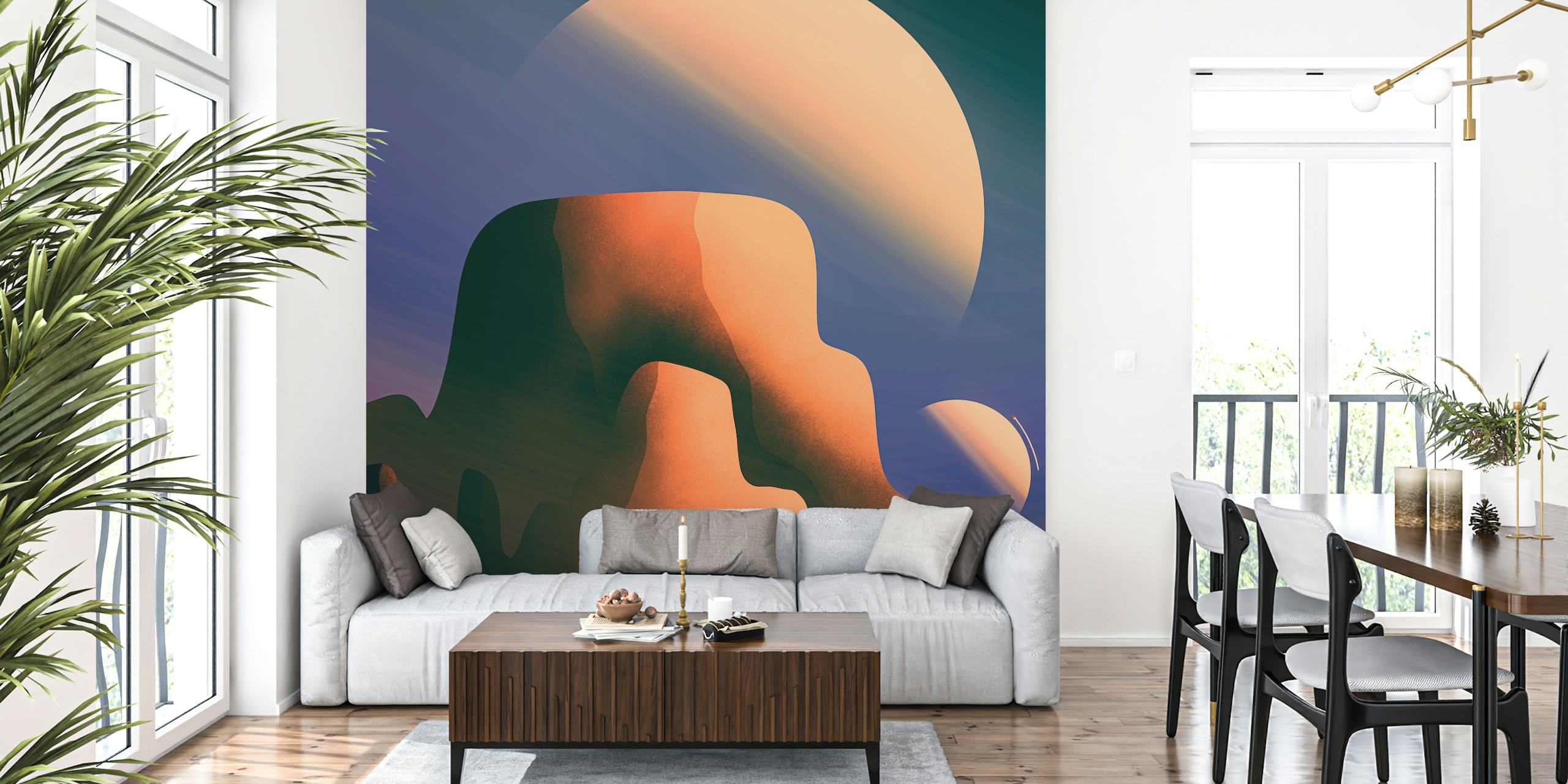 2 moons of Mars wallpaper in a room