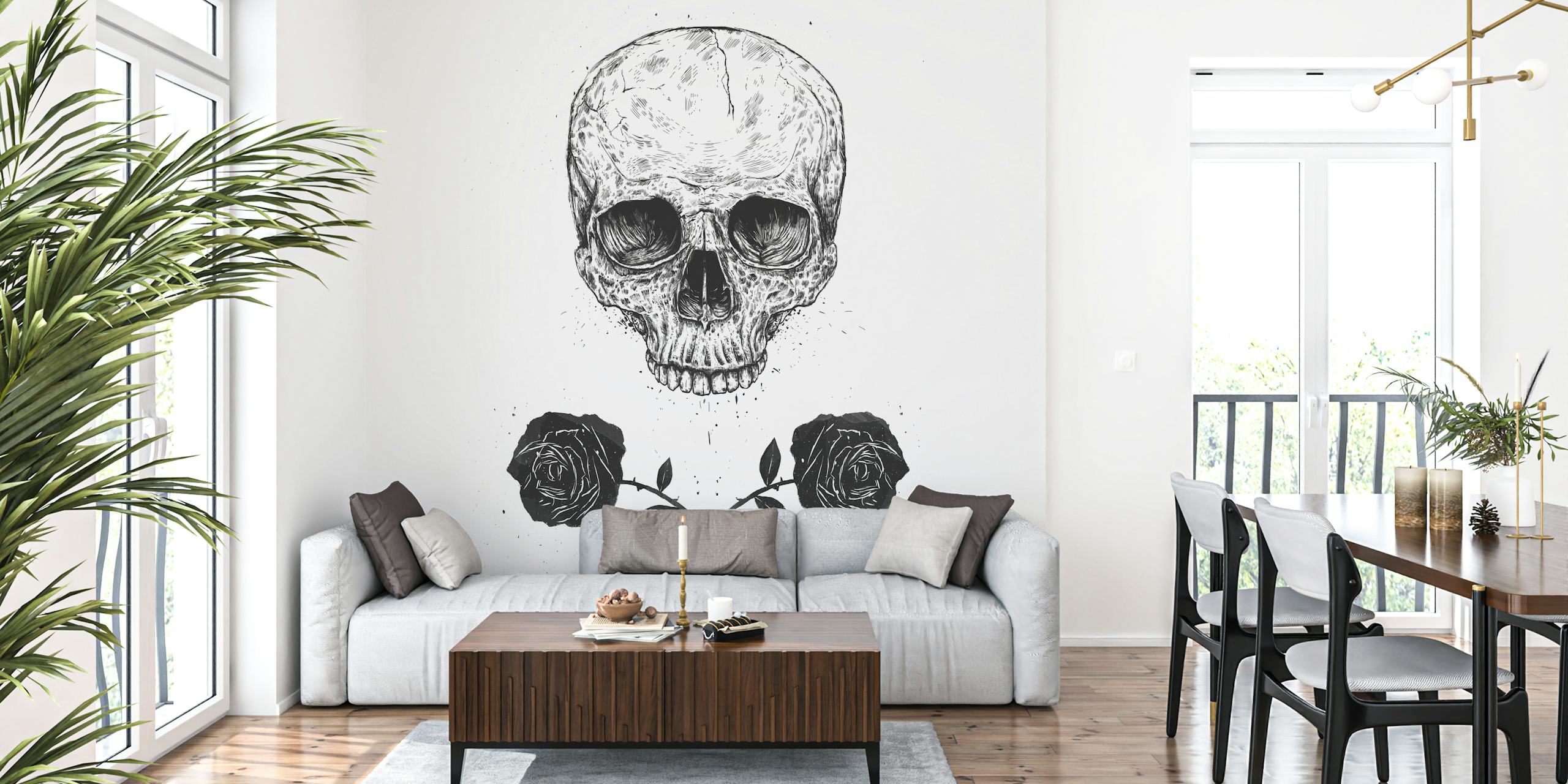 Skull n Roses Tapete in einem Zimmer