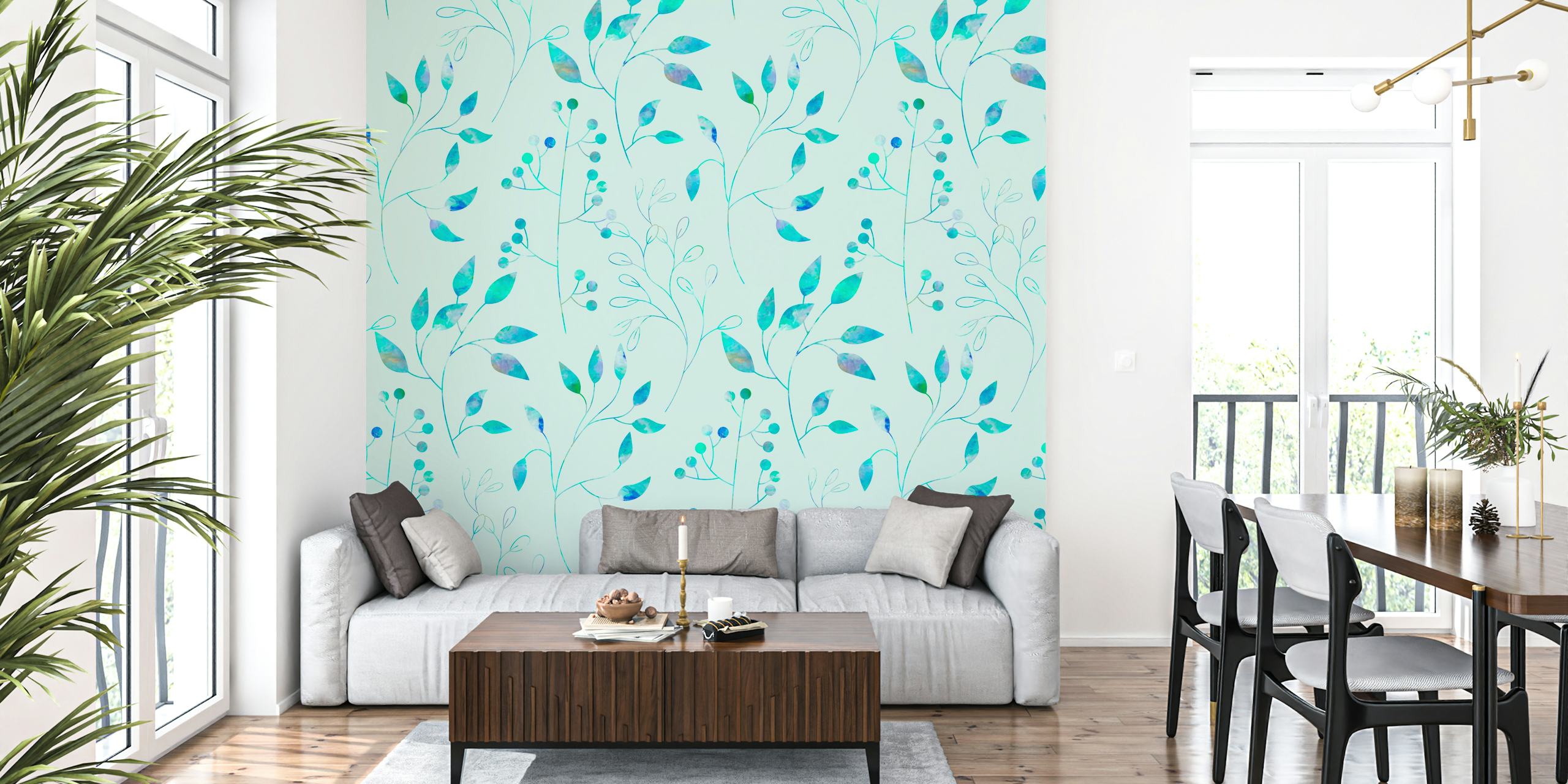 Floral Simplicity Turquoise wallpaper design