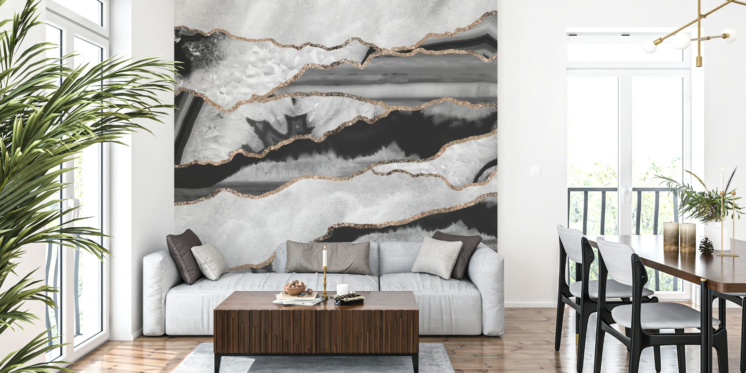 papel pintado Ink Agate Gold Glitter Glam 1 en una habitación