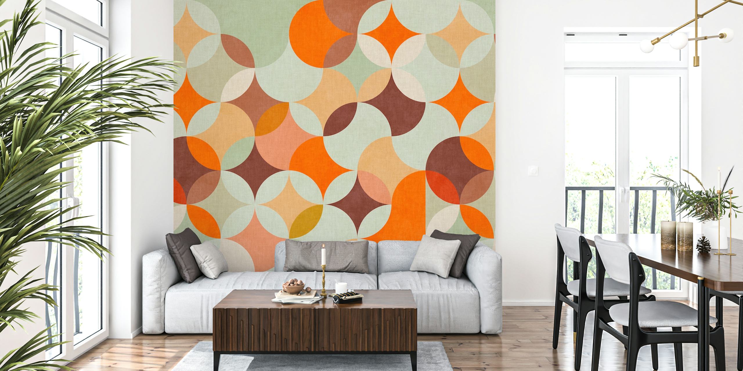 Γεωμετρικούς κύκλους σε μέντα και πορτοκαλί