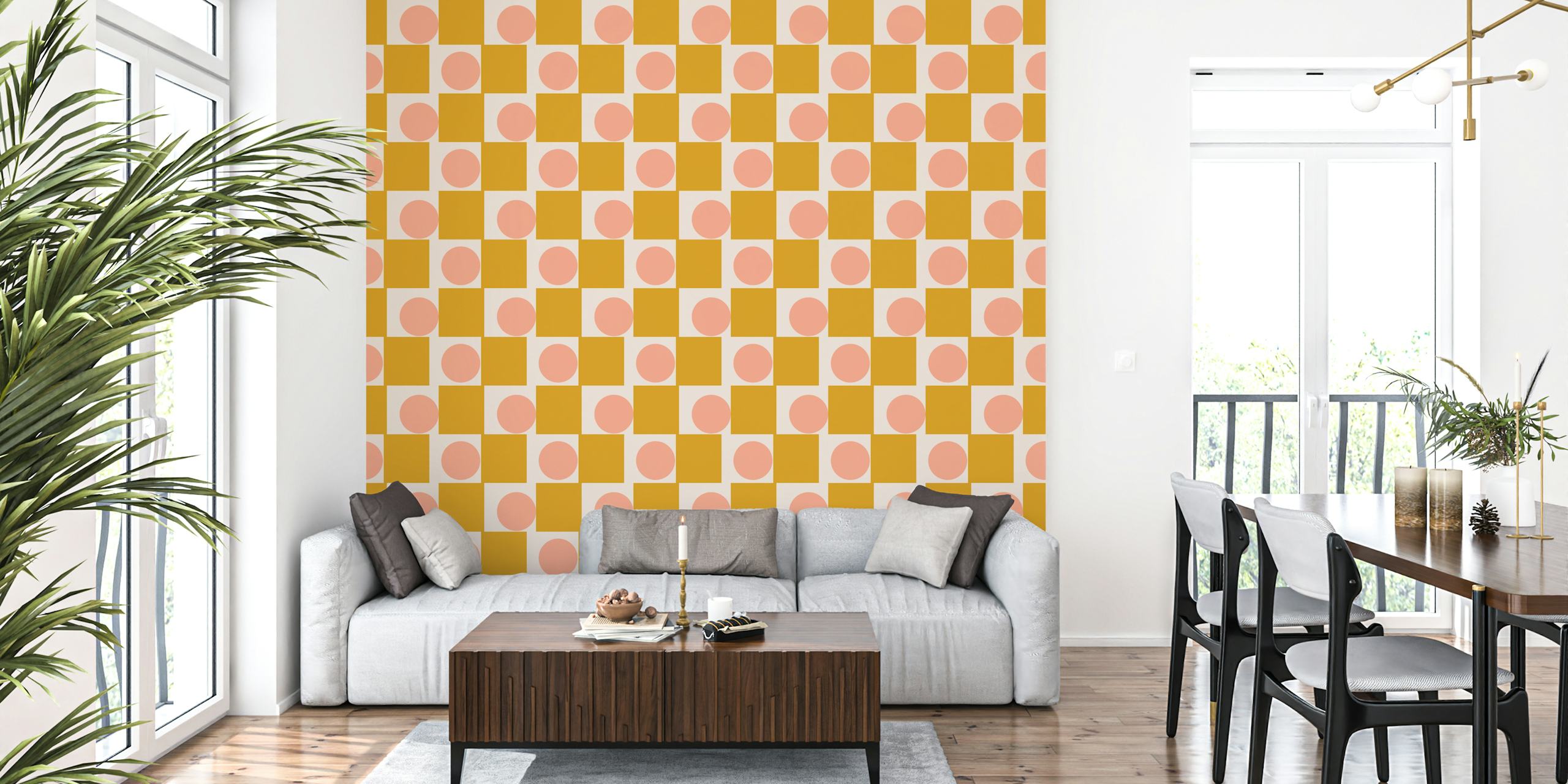 Geometric Shapes in Goldenrod and Blush Pink