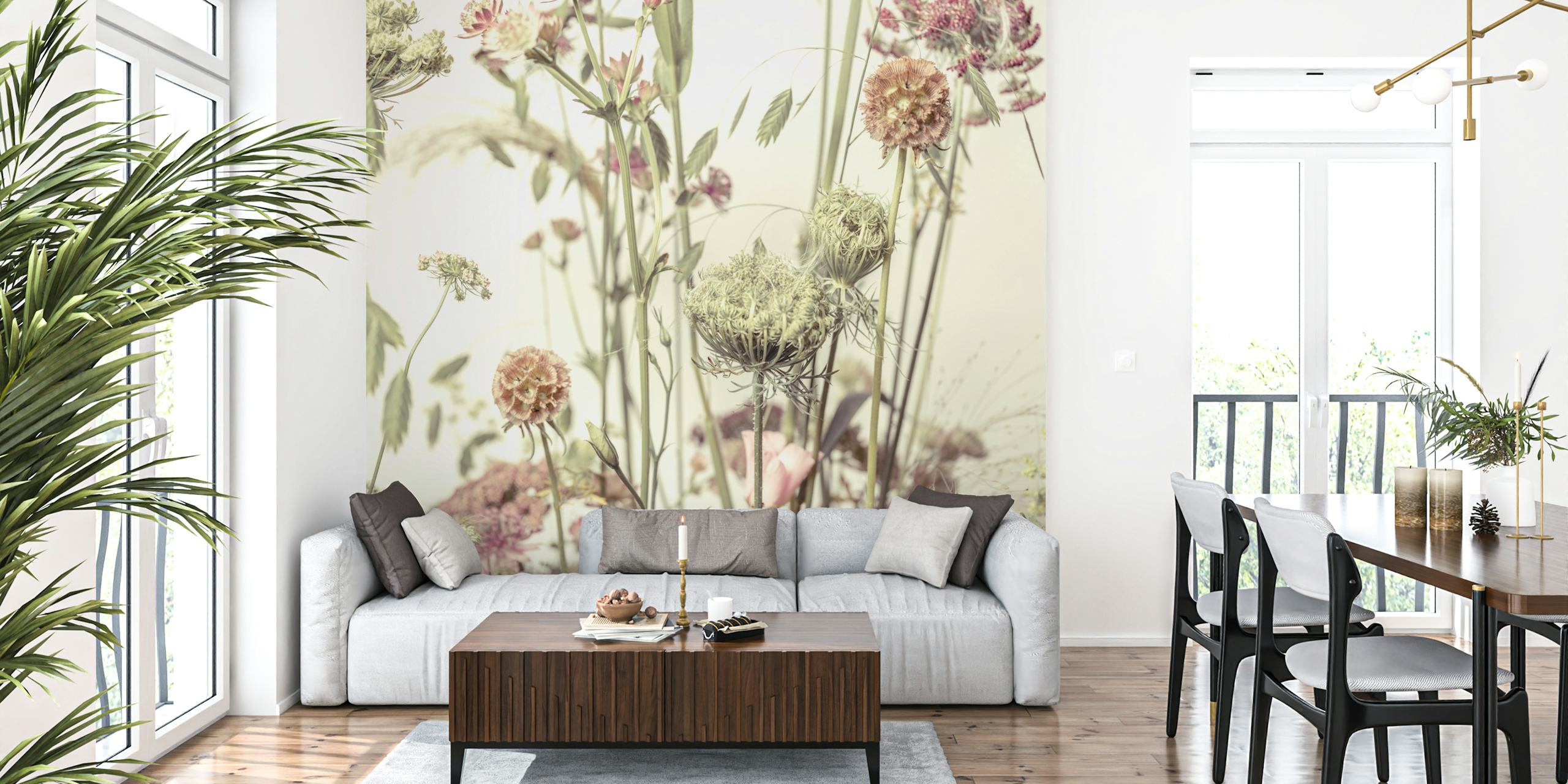 Wildflowers in soft pastel shades with a natural aesthetic wallpaper