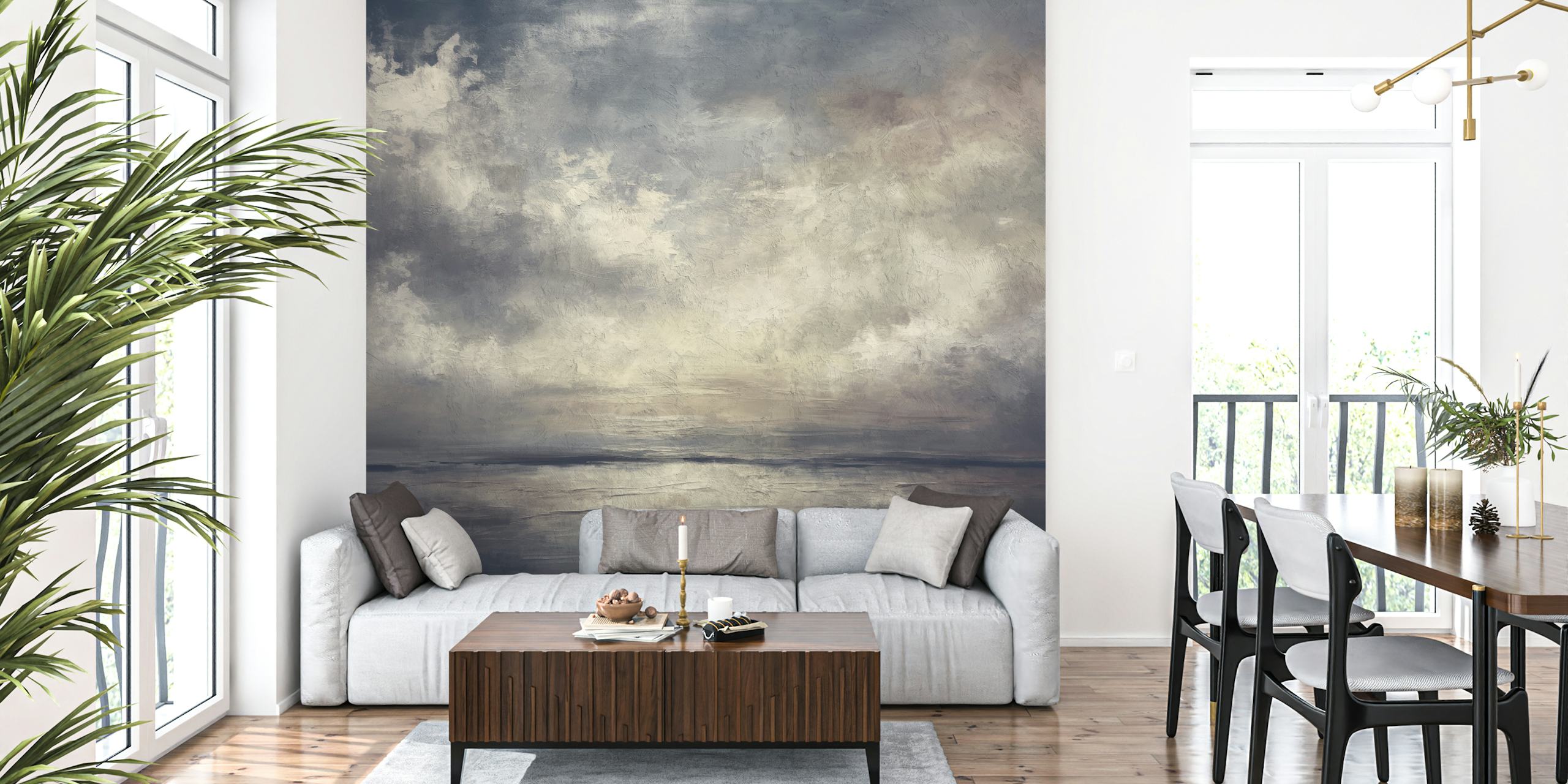 Painted Landscape Dark wallpaper in a room