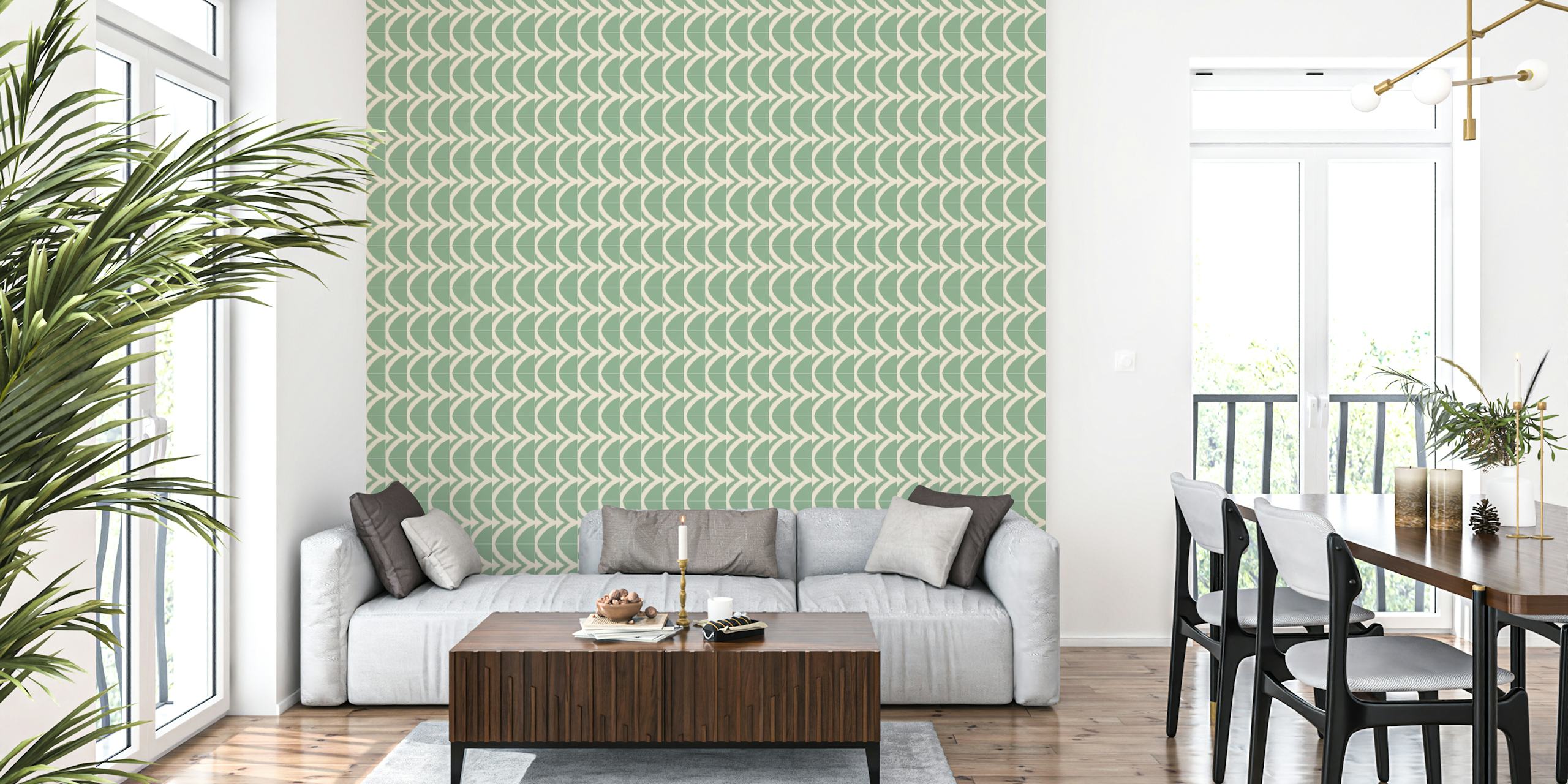 Rustic Chios Scallop Tiles -tapetti huoneessa