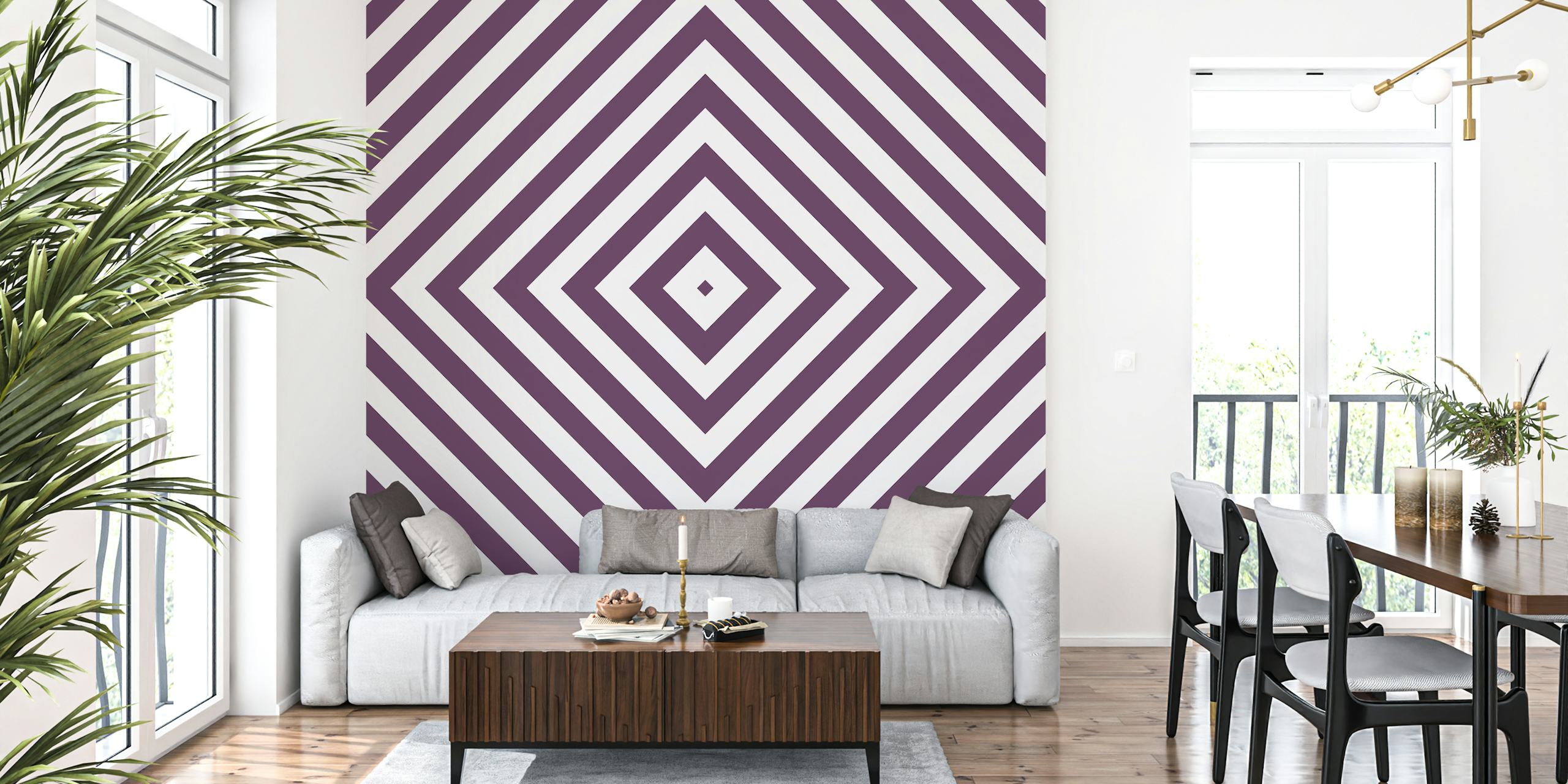 Purple y white patrón geométrico wallpaper pattern