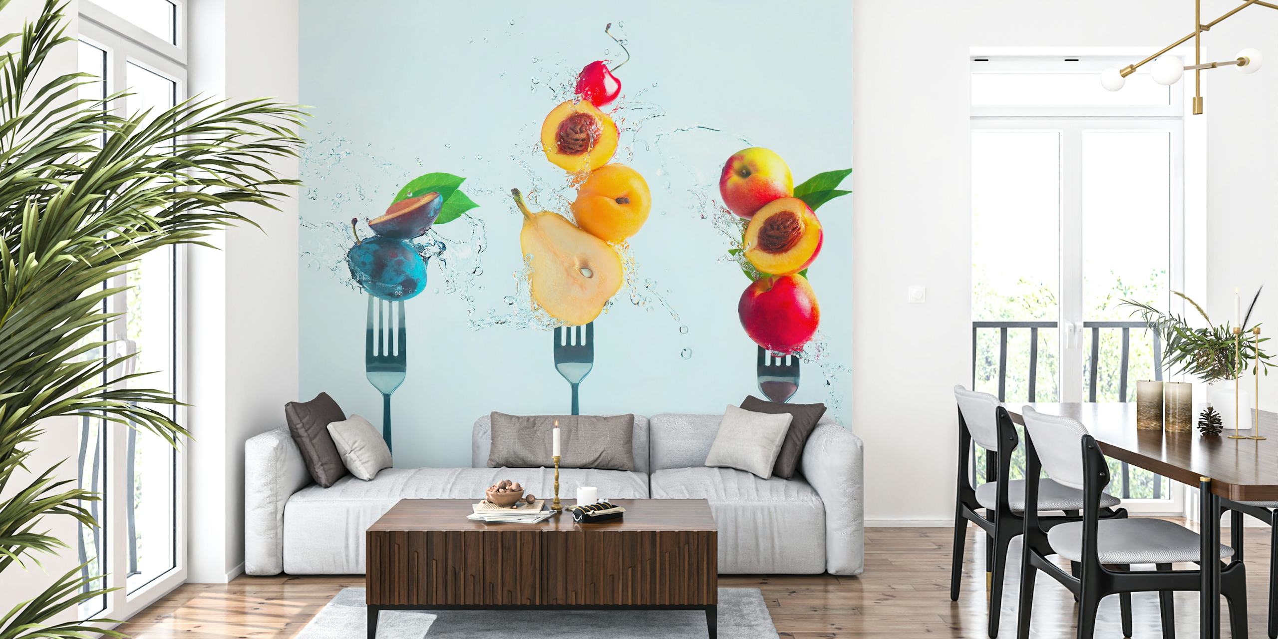 Design de papier peint de salade de fruits colorée