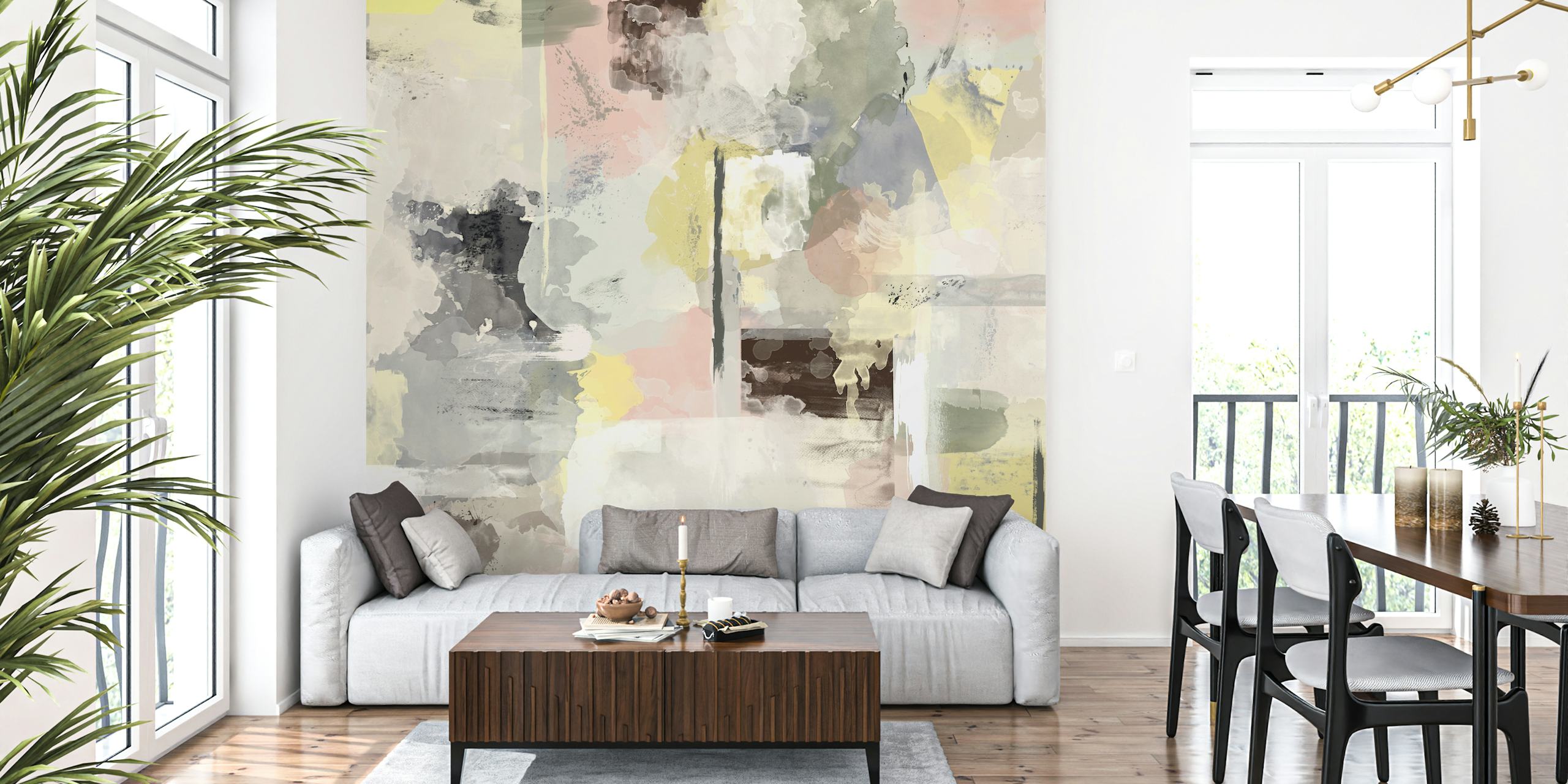 Watercolor modern ταπετσαρία σε ένα κομψό δωμάτιο