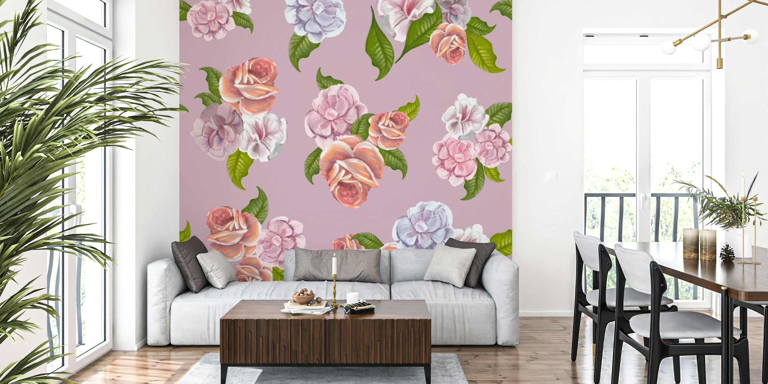Heirloom floral wallpaper σε ένα δωμάτιο
